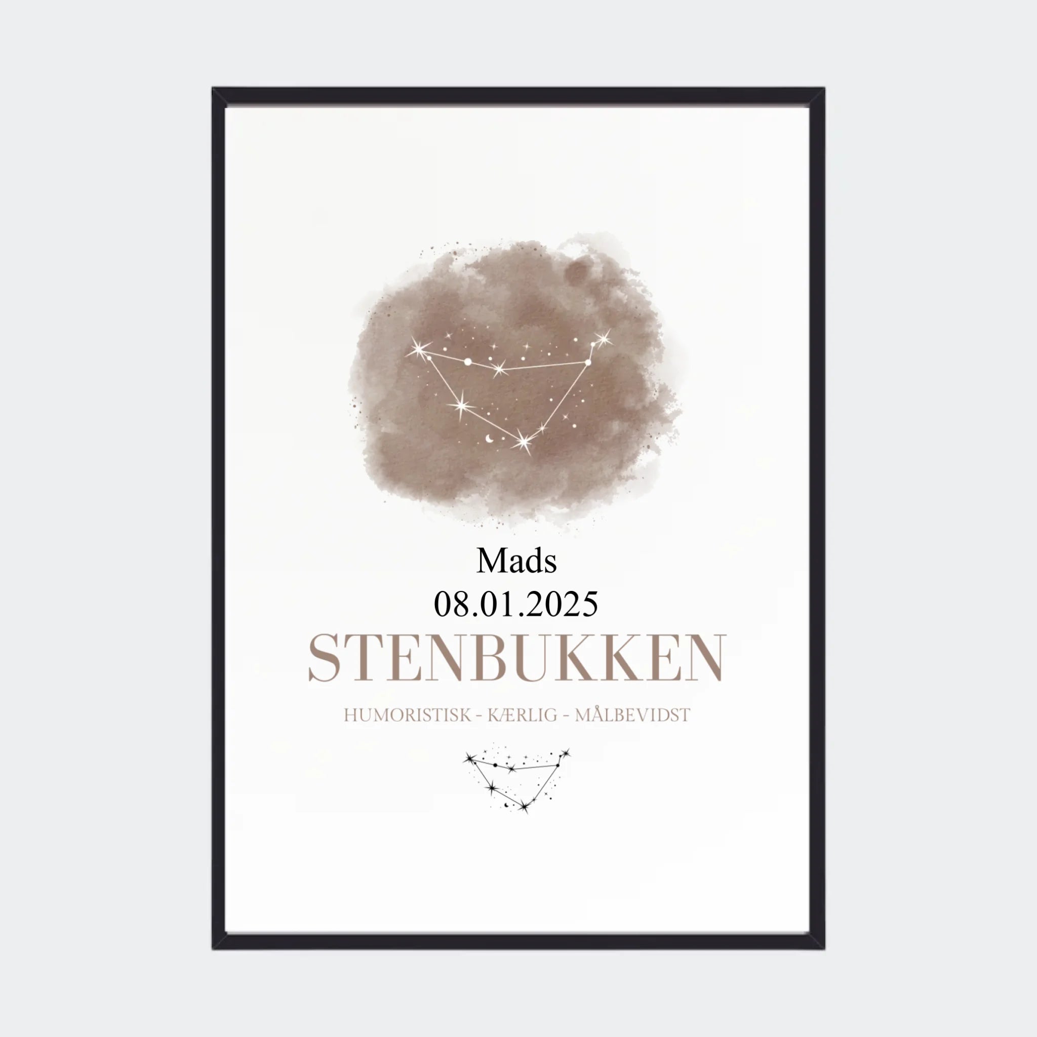Stjernetegnsplakat – Stenbukken, A2 med sort ramme