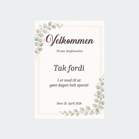 Plakat – Velkommen skilt, Uden ramme
