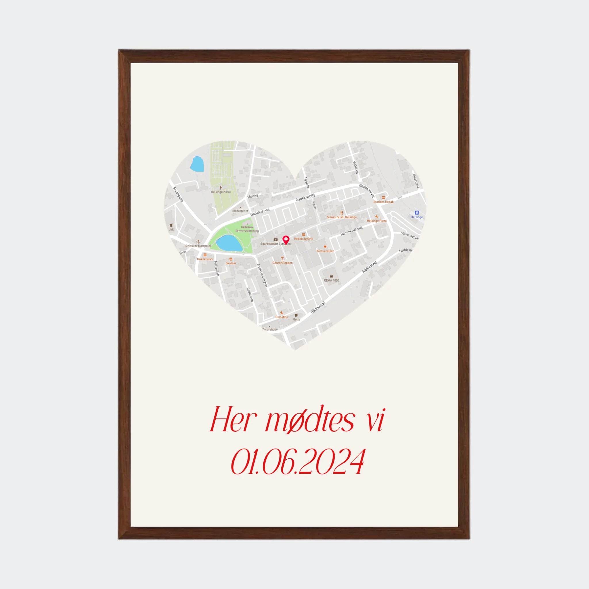 Plakat – Maps, A3 med ramme i mørk eg