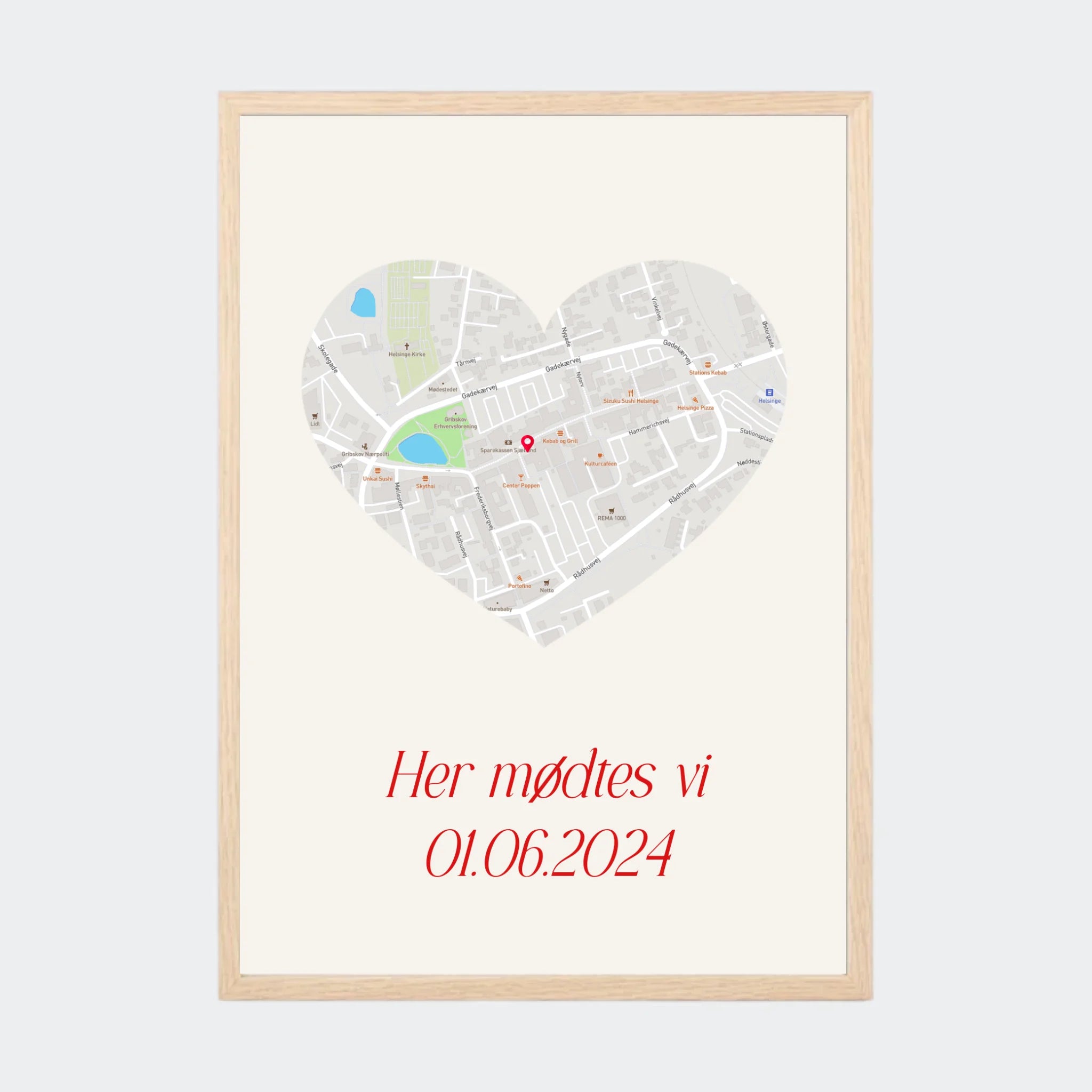 Plakat – Maps, A3 med ramme i natur eg