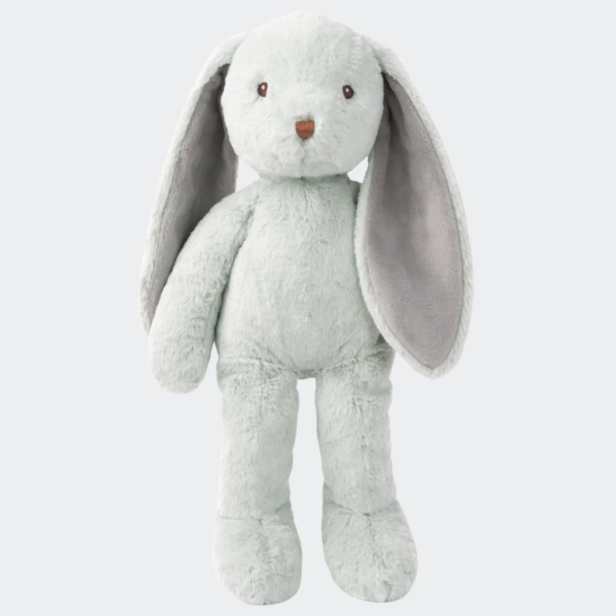 Støvet grøn Svea-kaninbamse med lange ører, set forfra