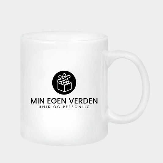 Keramikkrus – med logo, hvid, 330 ml