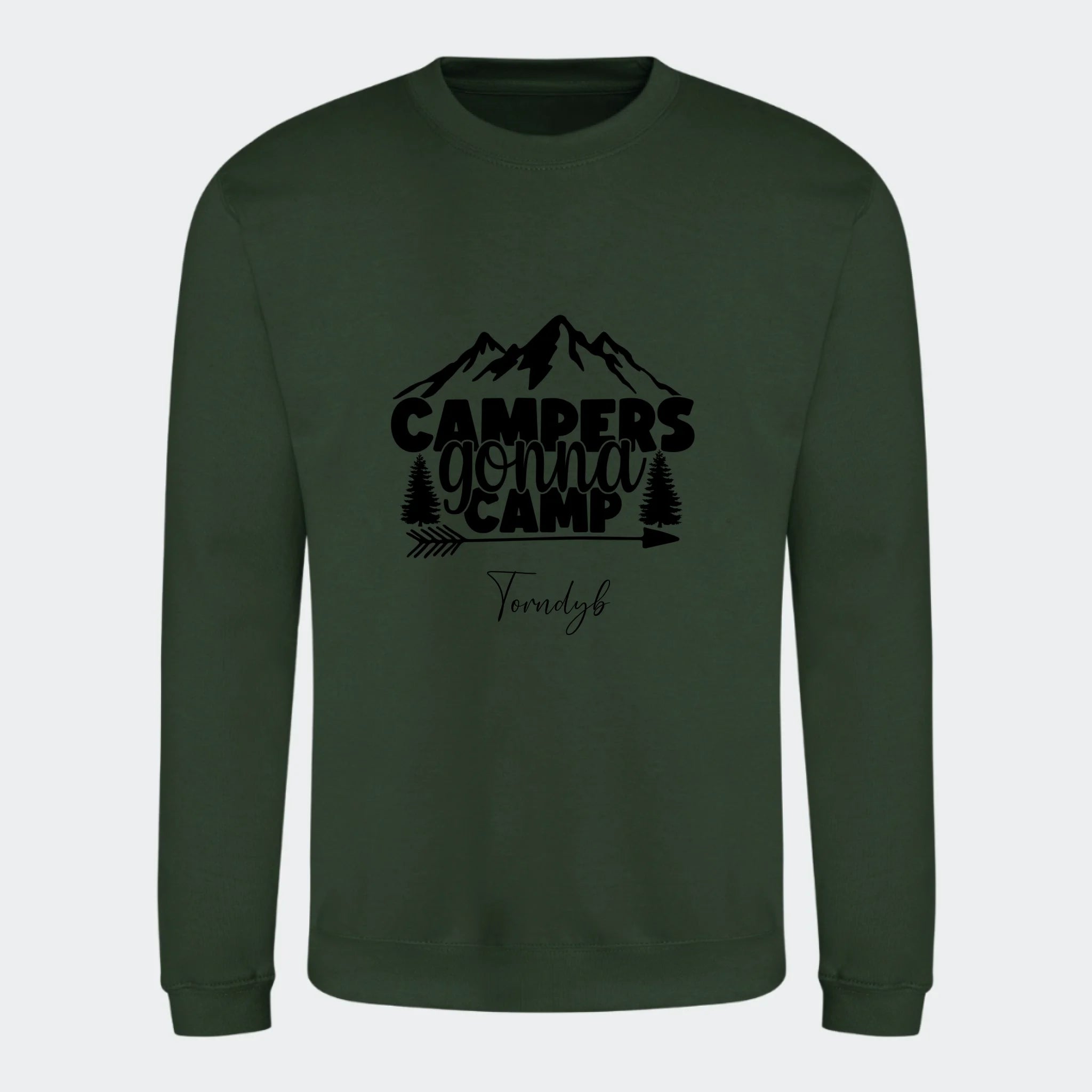 Sweatshirts Camping 3, skovgrøn, set forfra