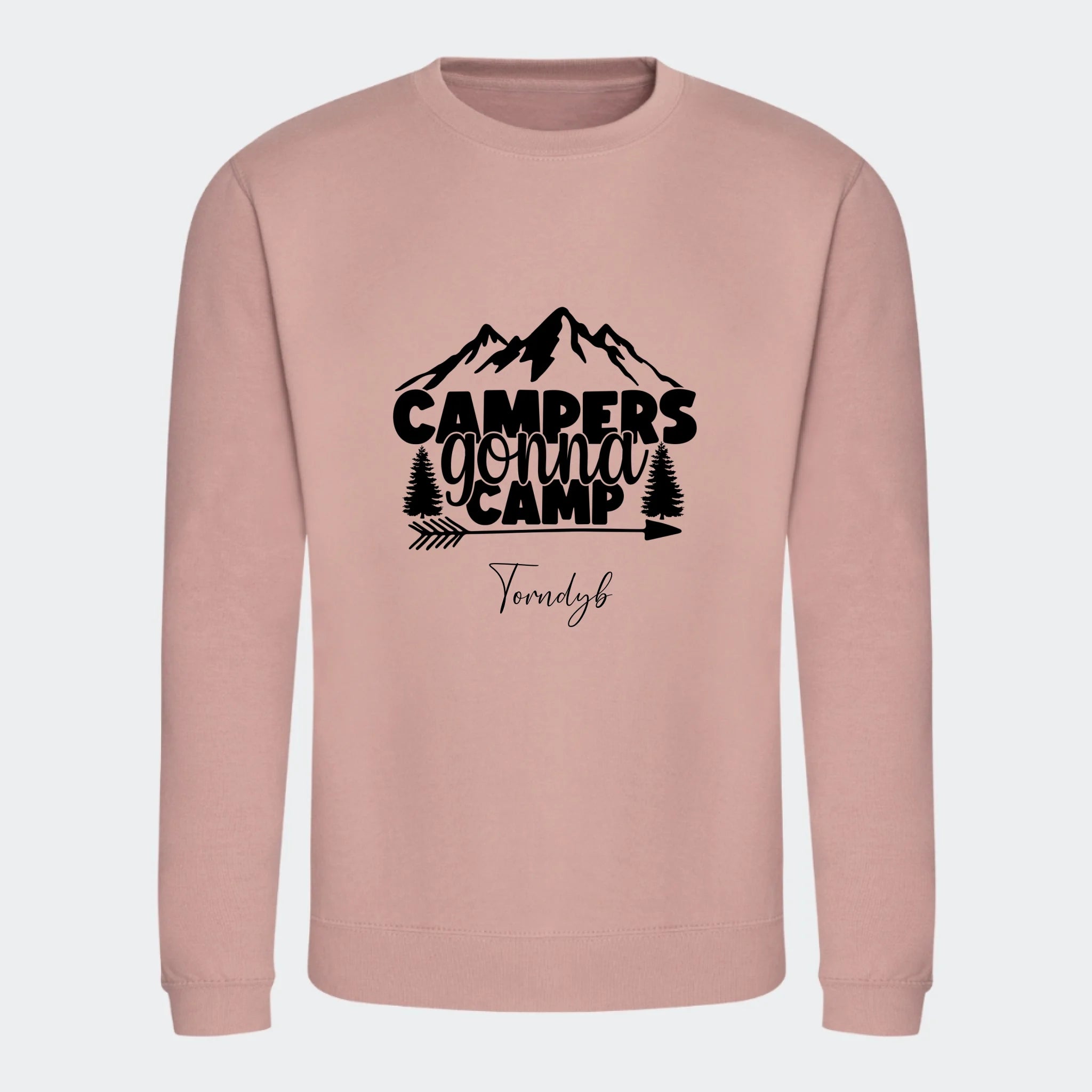 Sweatshirts Camping 3, støvet rosa, set forfra