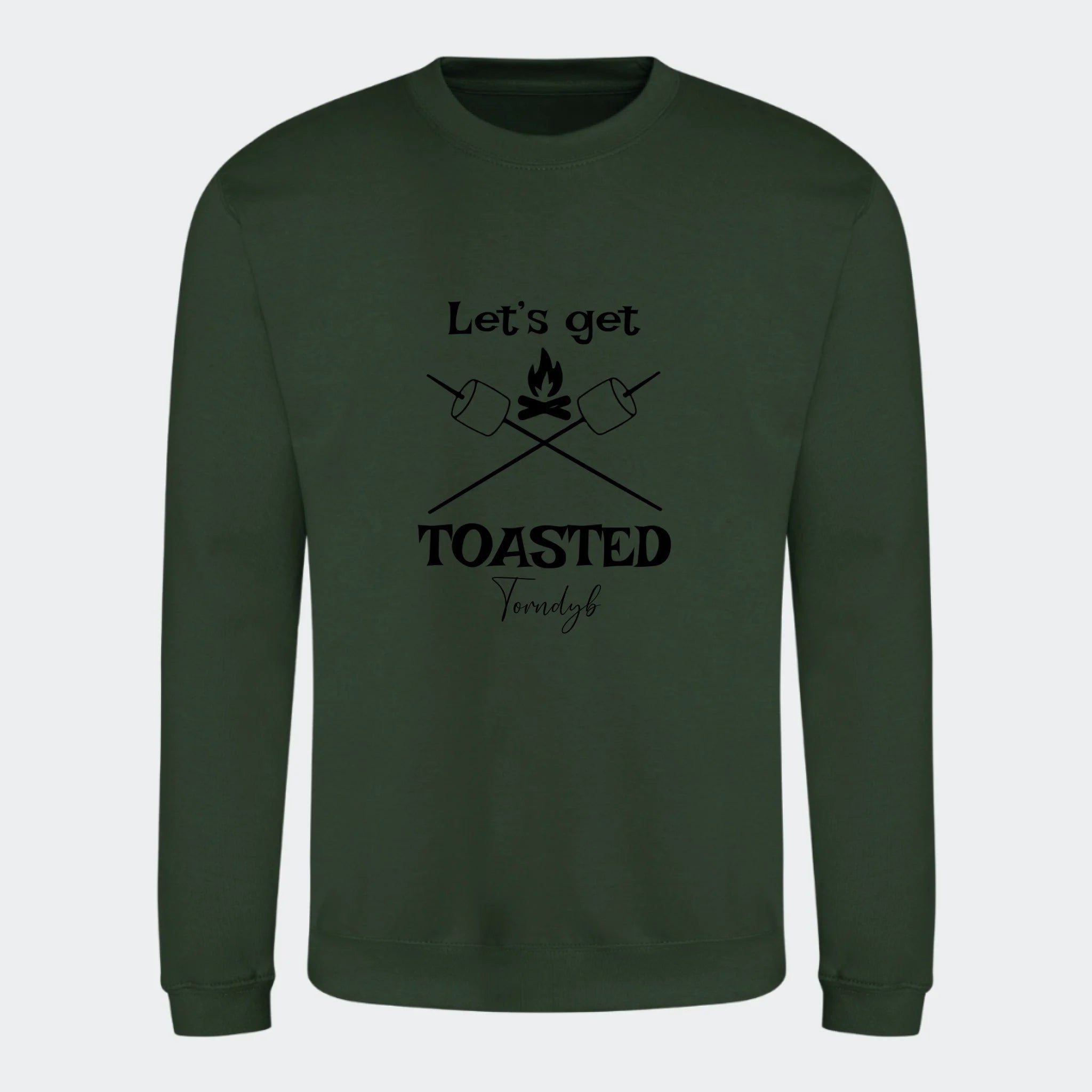 Sweatshirts camping, skovgrøn, set forfra
