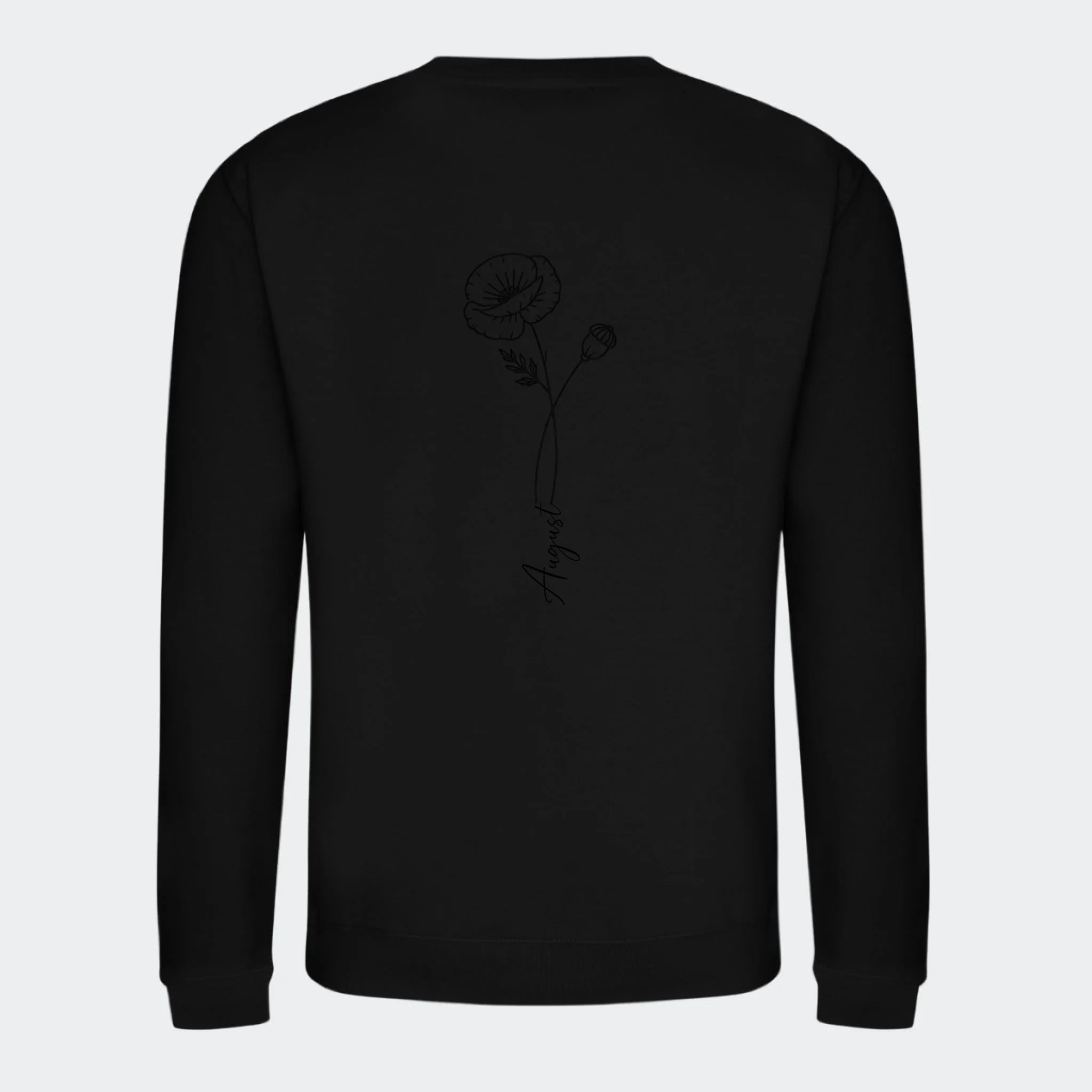 Fødselsblomst- Sweatshirt, sort, set bagfra