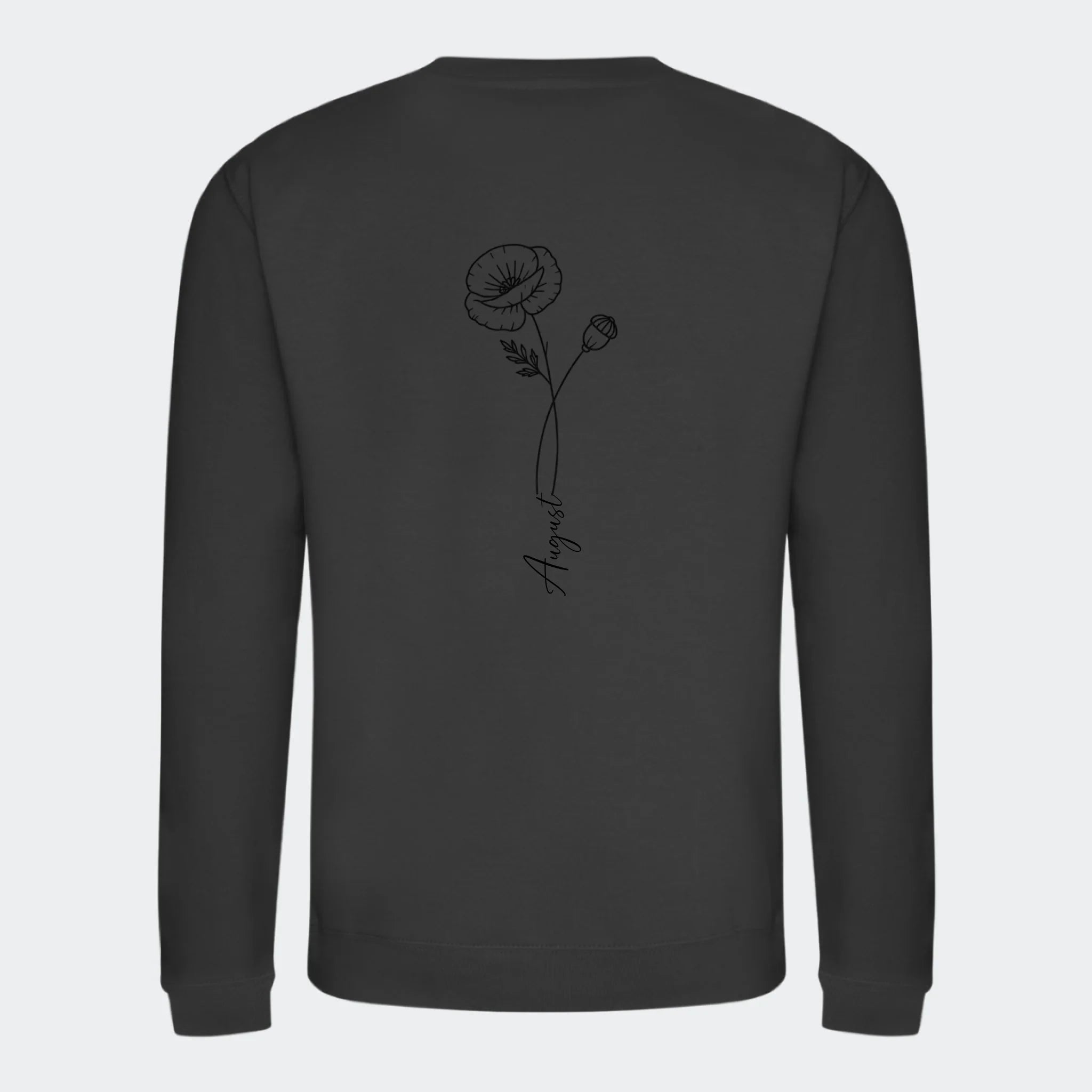 Fødselsblomst- Sweatshirt, stormgrå, set bagfra