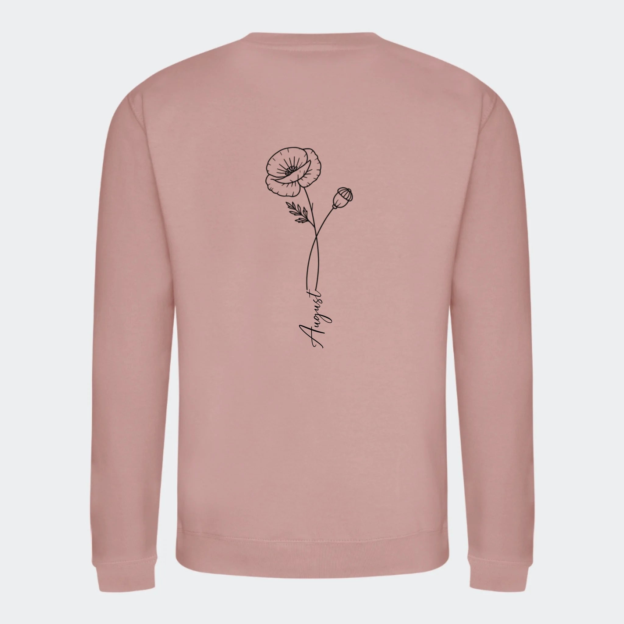 Fødselsblomst- Sweatshirt, støvet rosa, set bagfra