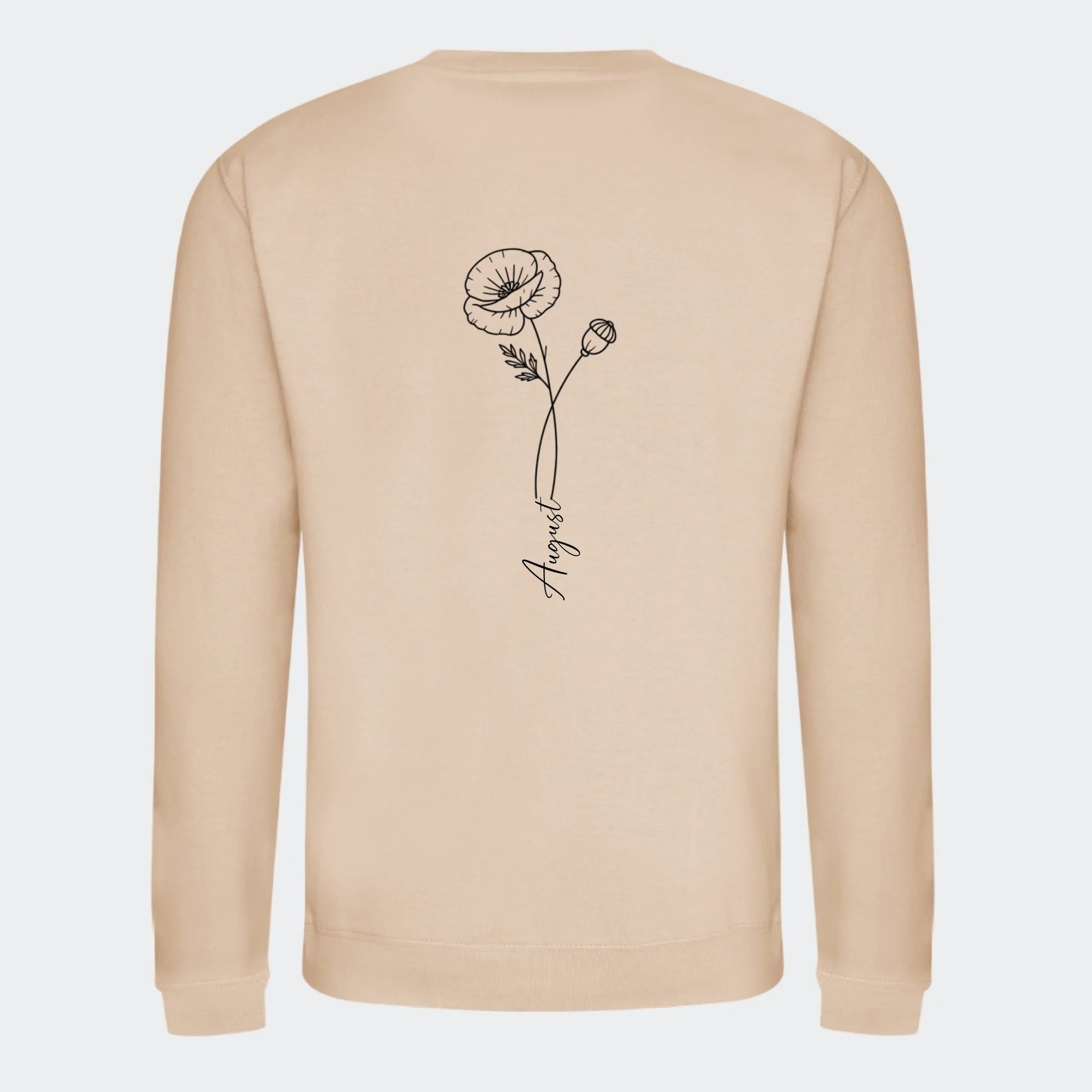 Fødselsblomst- Sweatshirt, nude, set bagfra