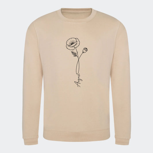 Fødselsblomst- Sweatshirt, nude, set forfra