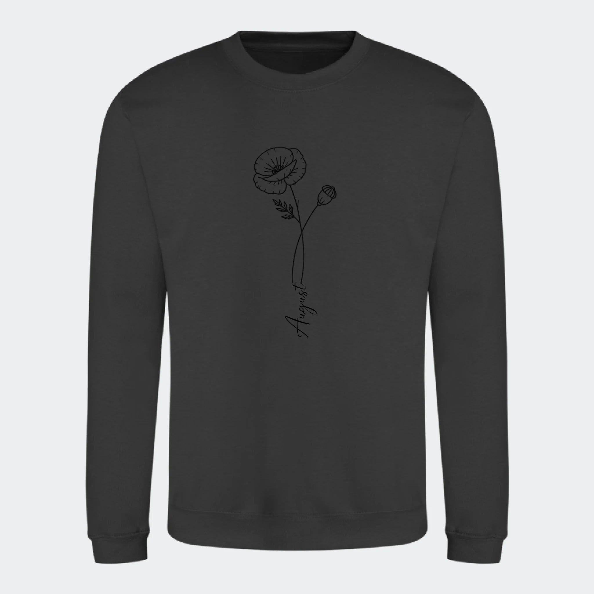 Fødselsblomst- Sweatshirt, stormgrå, set forfra