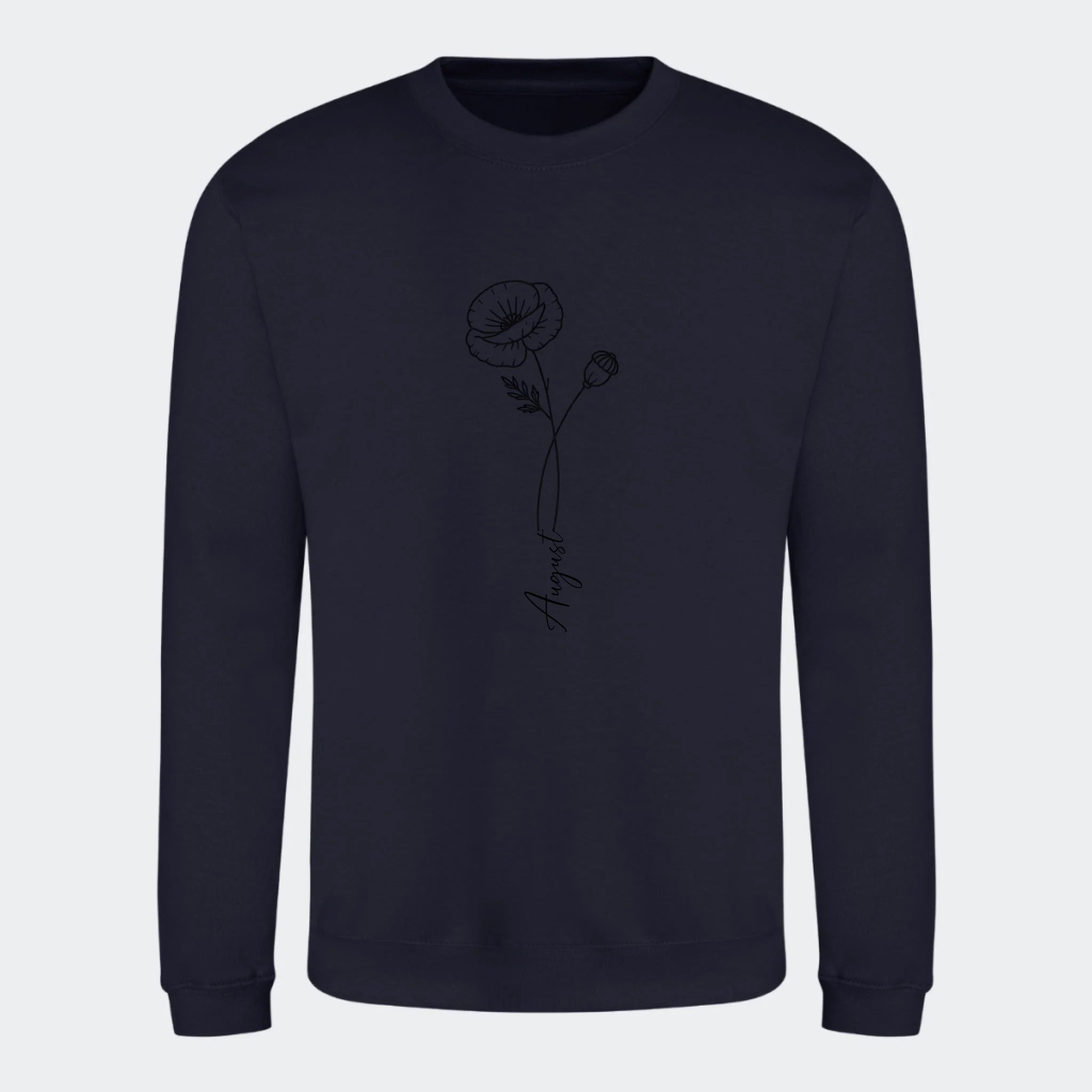 Fødselsblomst- Sweatshirt, mørkeblå, set forfra