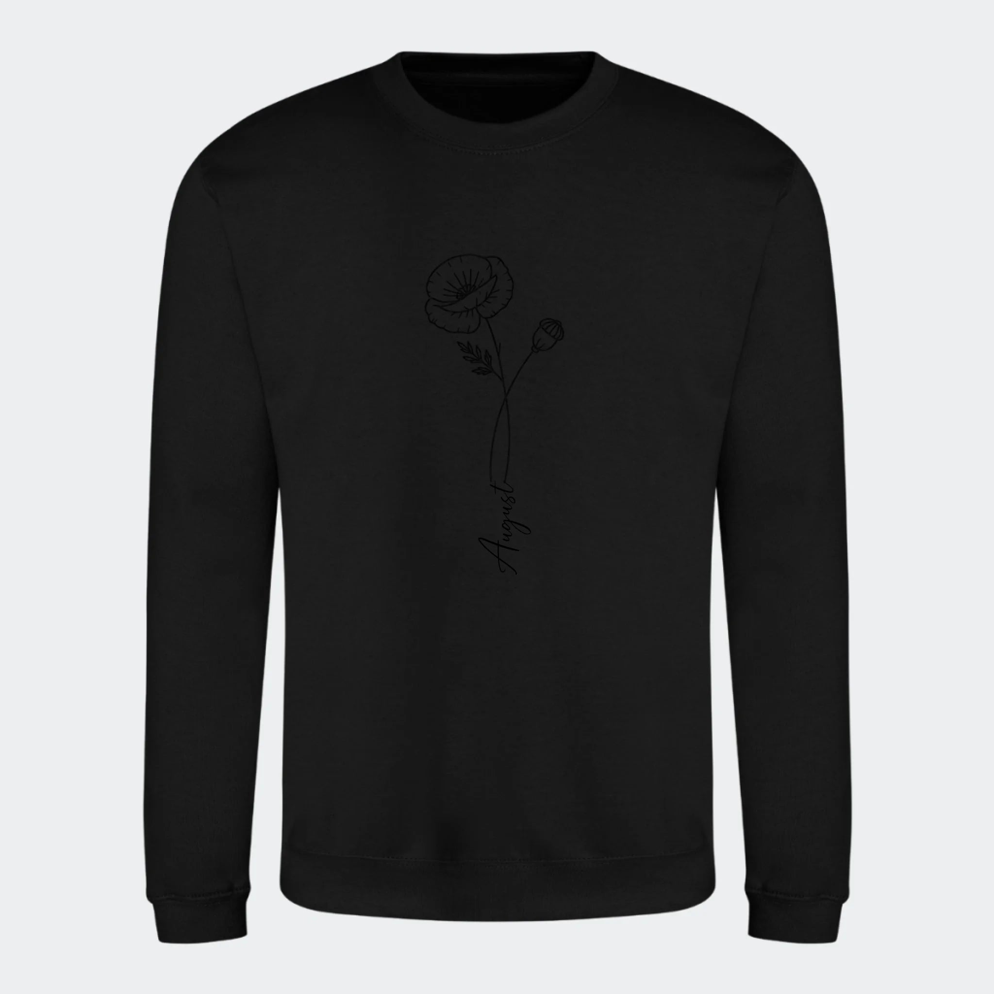 Fødselsblomst- Sweatshirt, sort, set forfra