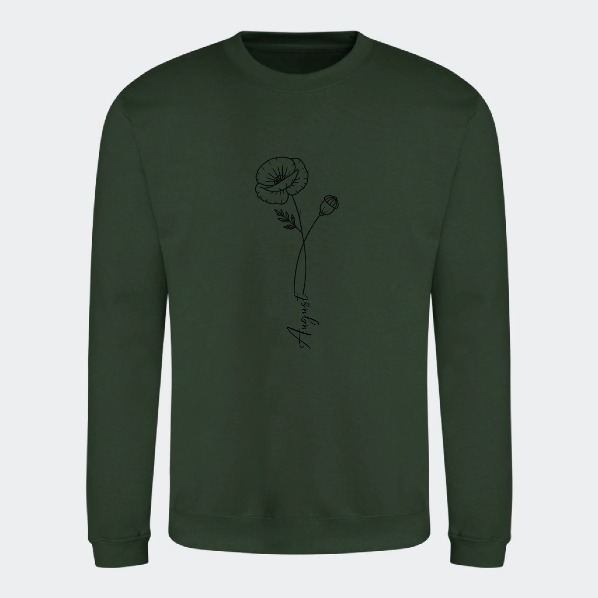Fødselsblomst- Sweatshirt, skovgrøn, set forfra