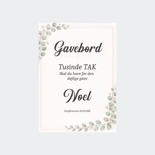 Plakat – Gavebord skilt, Uden ramme