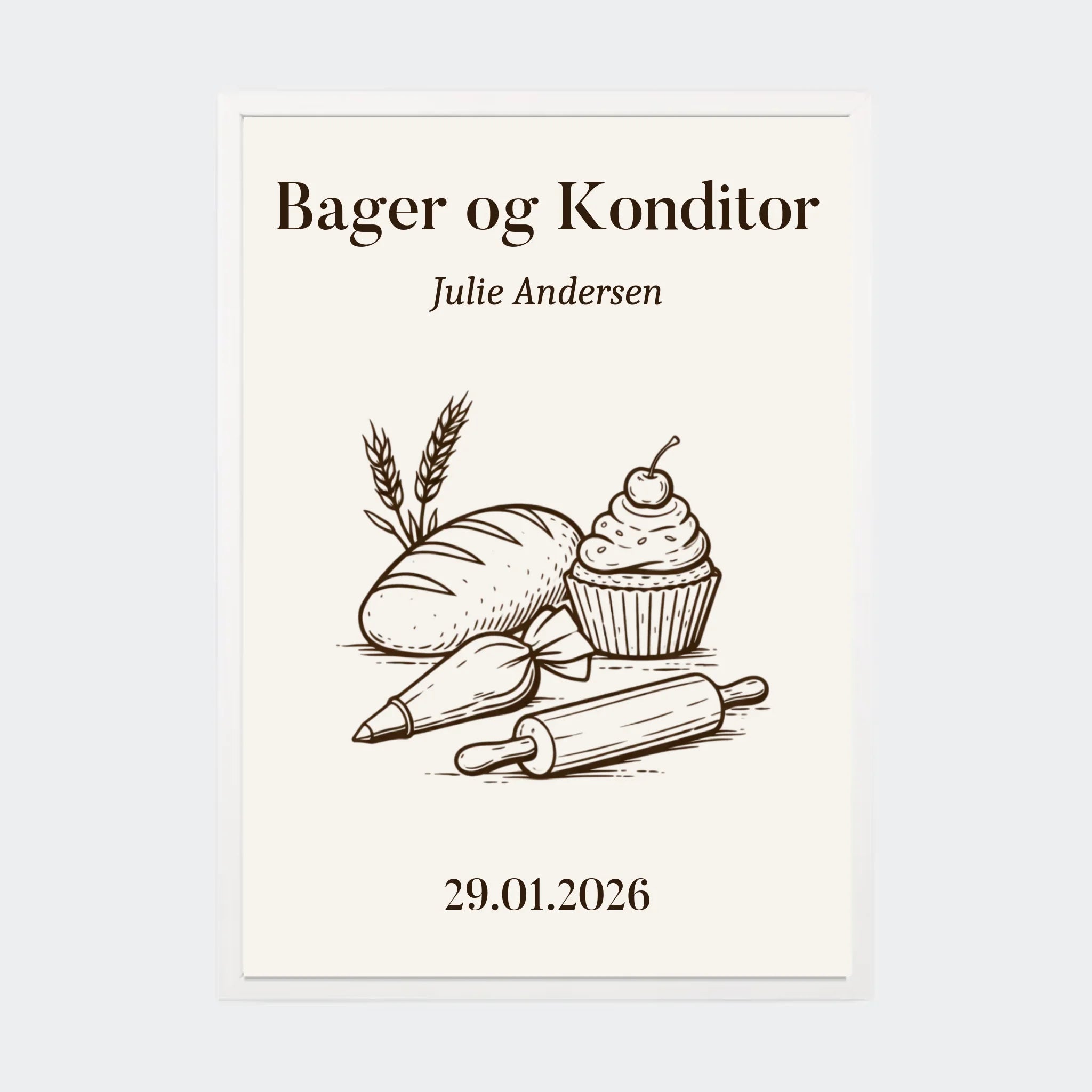 Plakat – Bager og Konditor uddannelse, A3 med hvid ramme