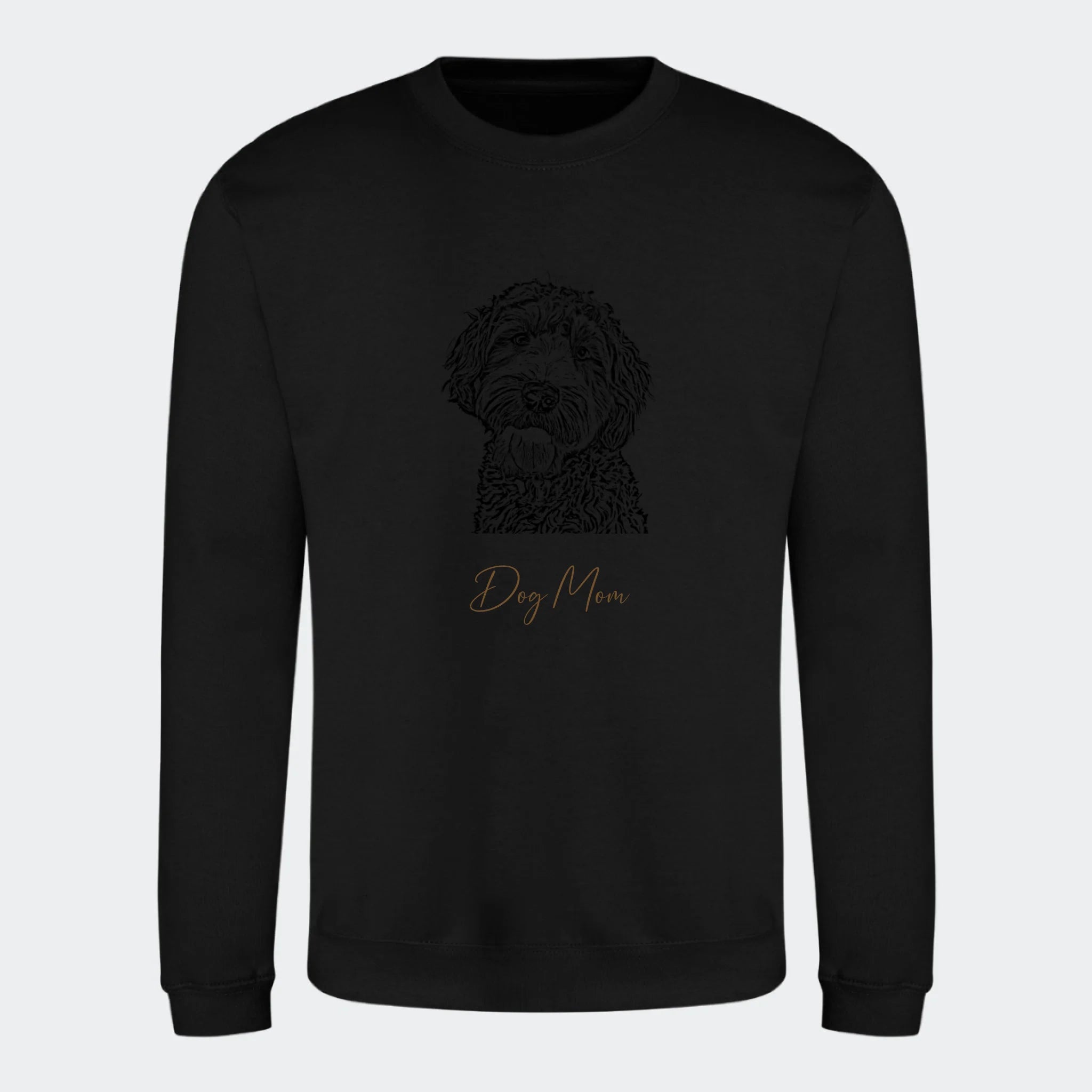 Sweatshirt Dog Mom – Upload eget billede, sort, set forfra