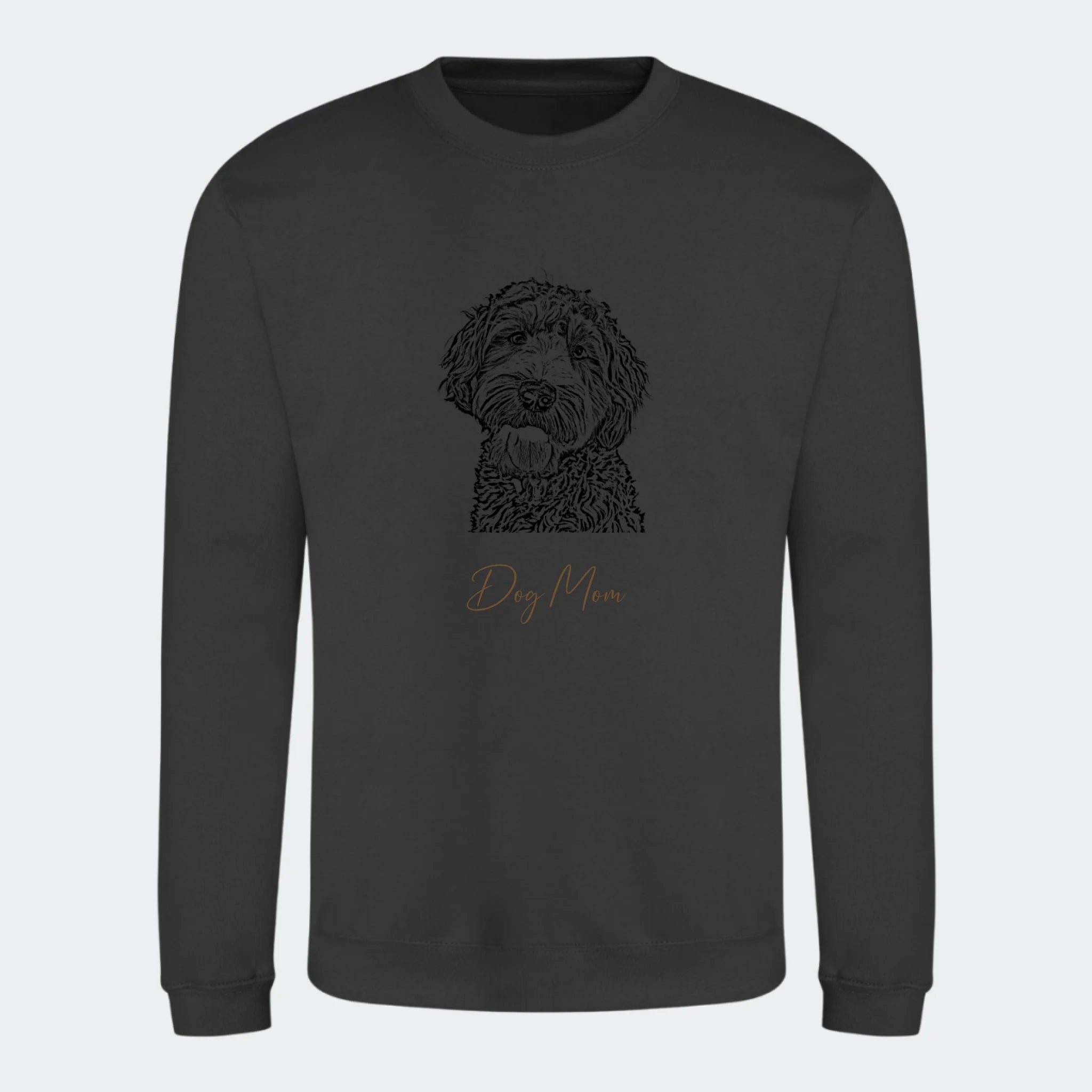 Sweatshirt Dog Mom – Upload eget billede, stormgrå, set forfra