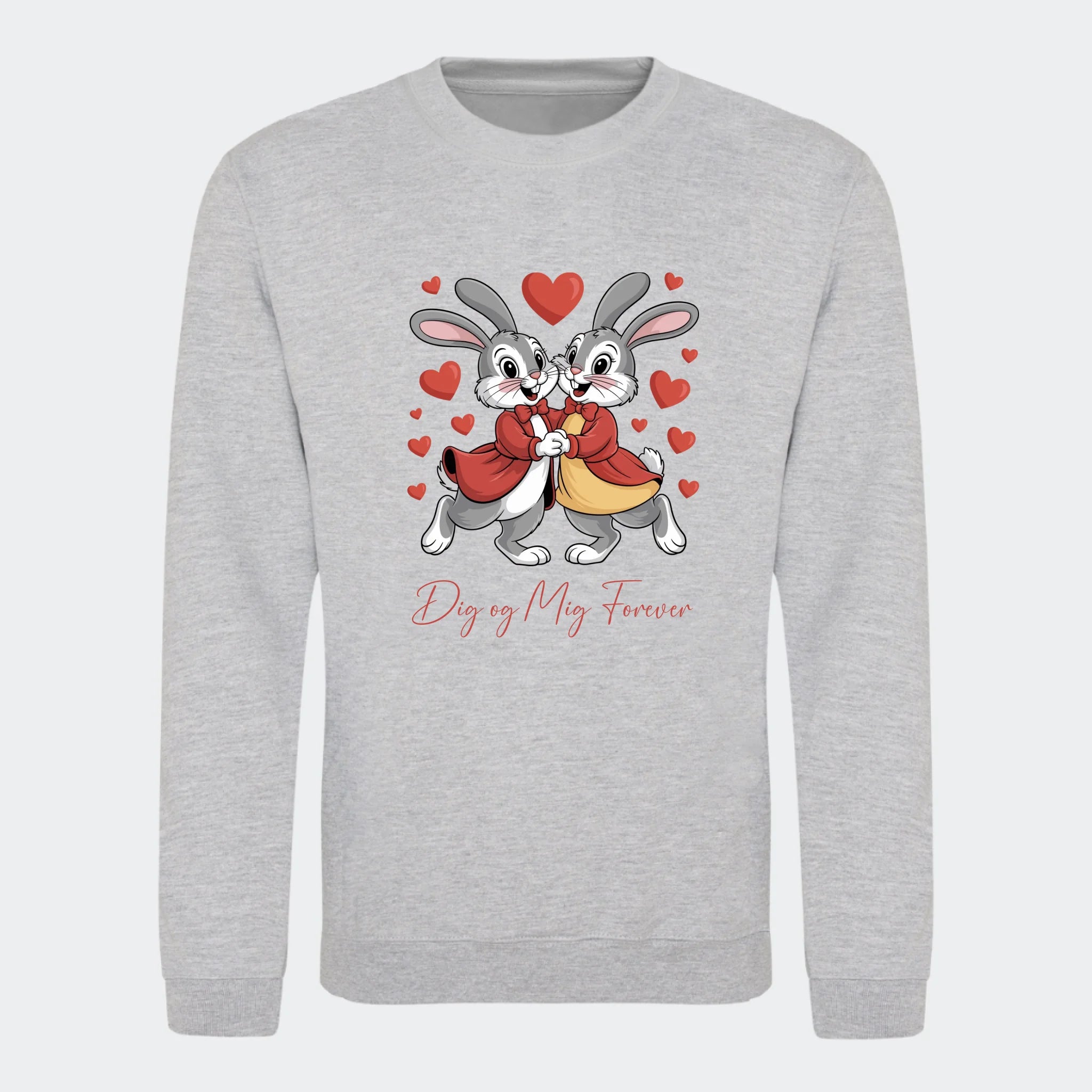 Sweatshirt voksen – Valentines, meleret grå, set forfra