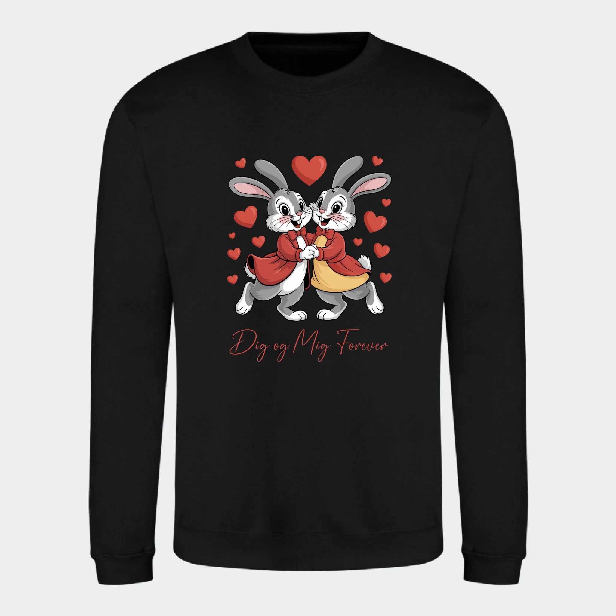 Sweatshirt voksen – Valentines, sort, set forfra