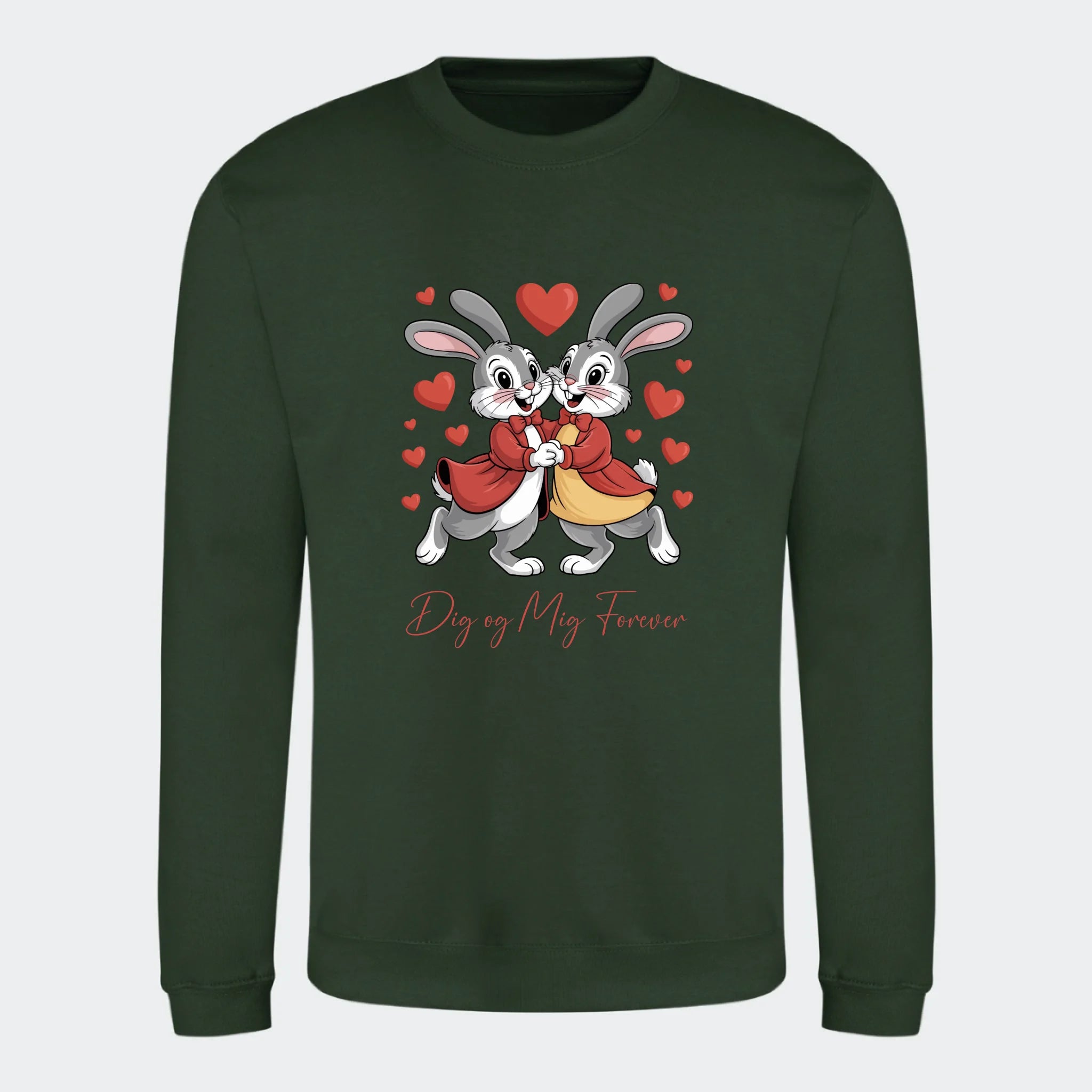 Sweatshirt voksen – Valentines, skovgrøn, set forfra
