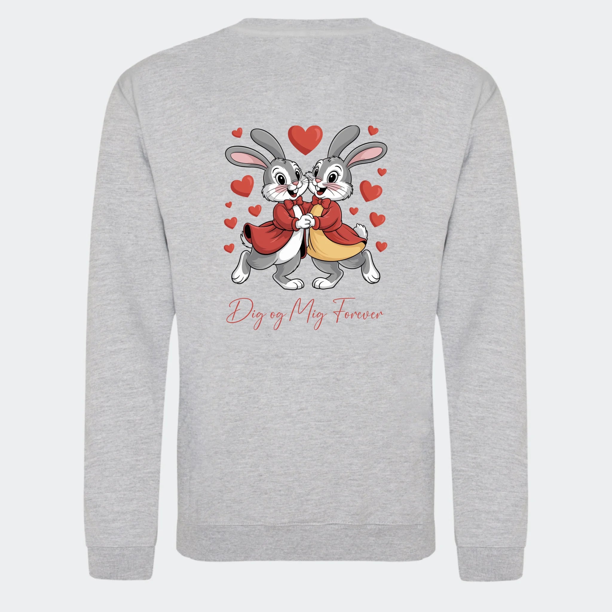 Sweatshirt voksen – Valentines, meleret grå, set bagfra