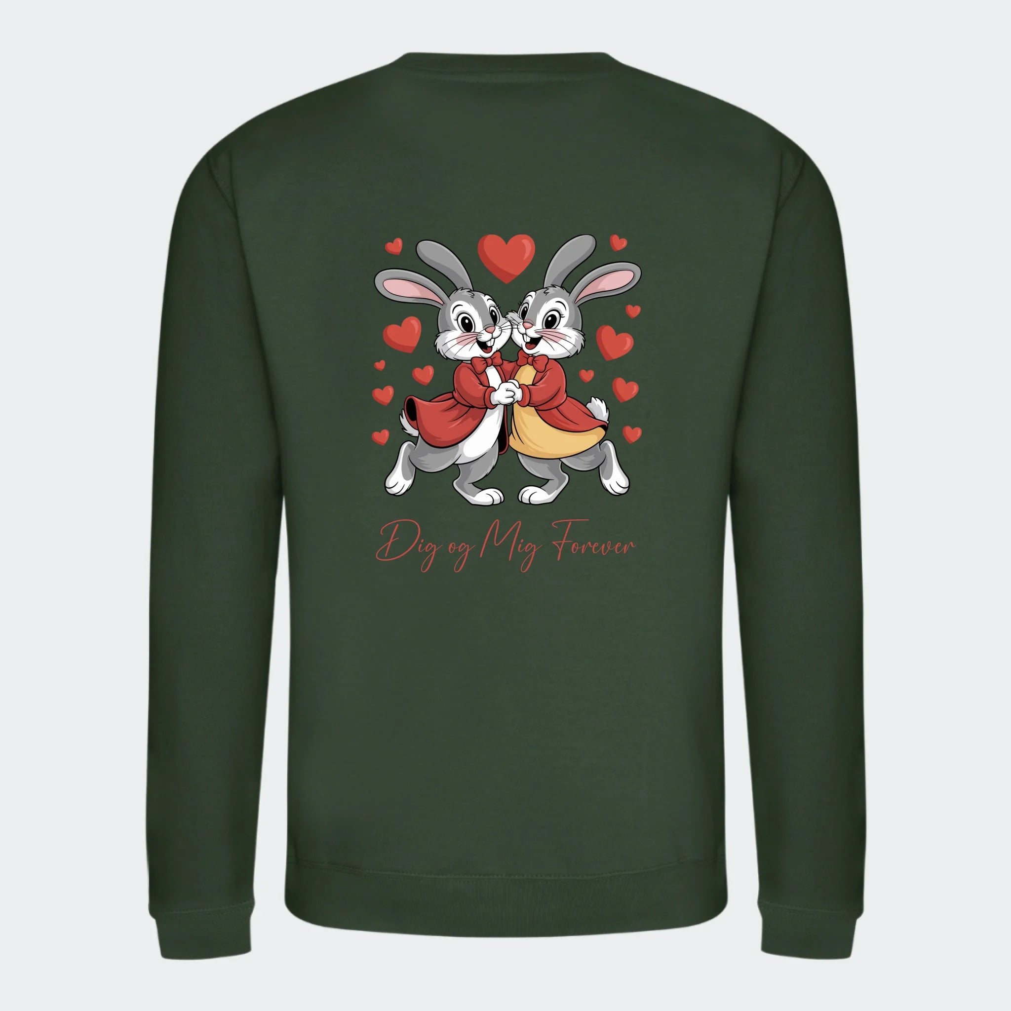 Sweatshirt voksen – Valentines, skovgrøn, set bagfra