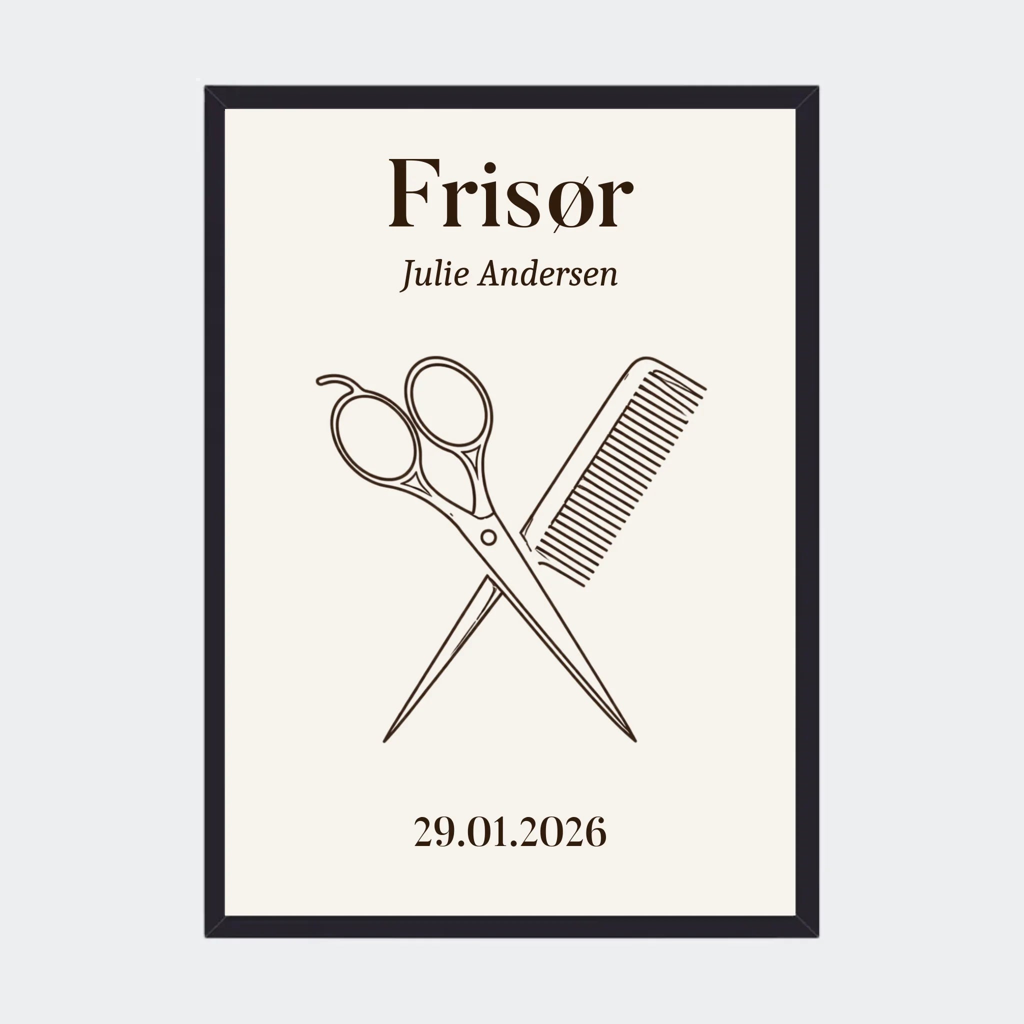 Plakat – Frisør uddannelse, A3 med sort ramme