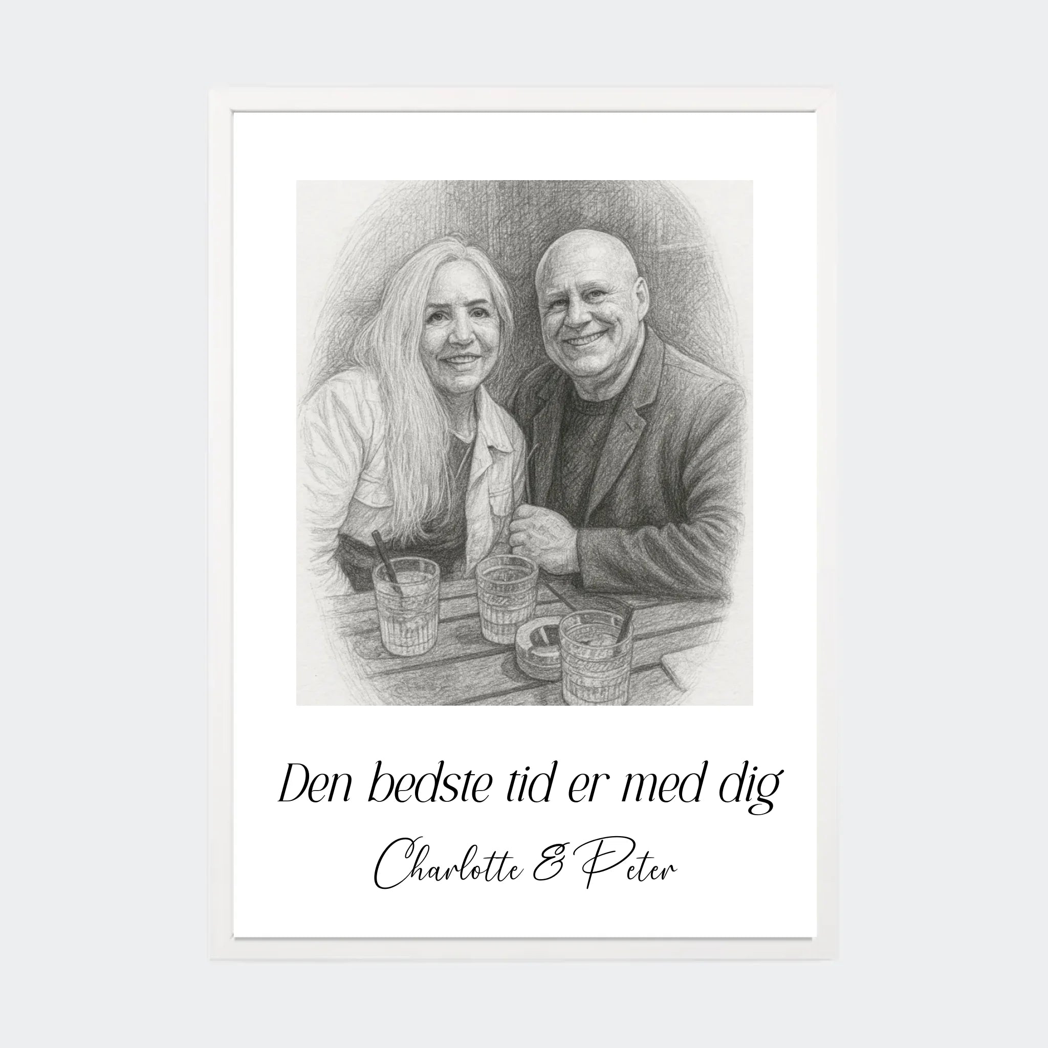 Plakat Ai genereret Pencil Draw – Upload eget billede, A3 med hvid ramme