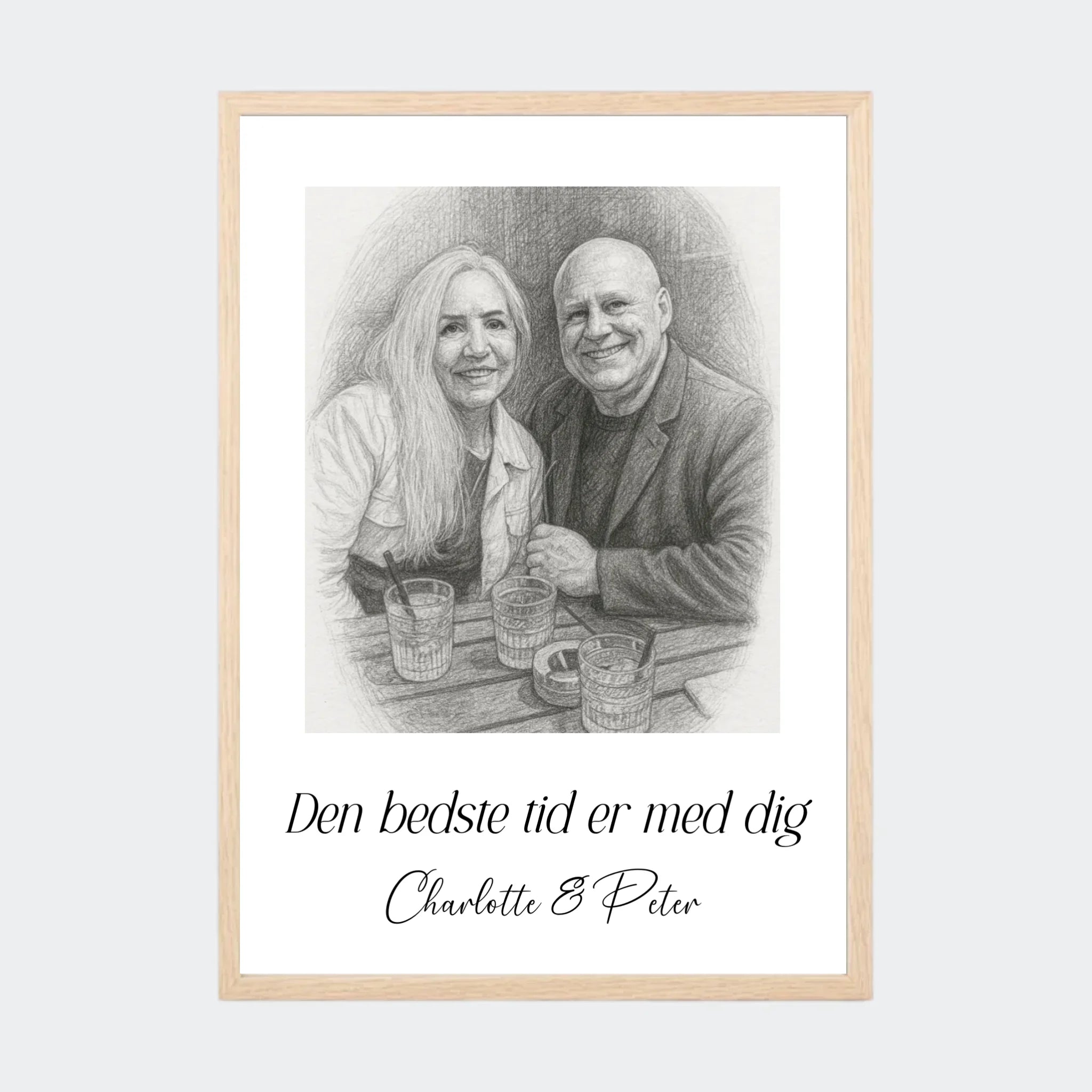 Plakat Ai genereret Pencil Draw – Upload eget billede, A3 med ramme i natur eg