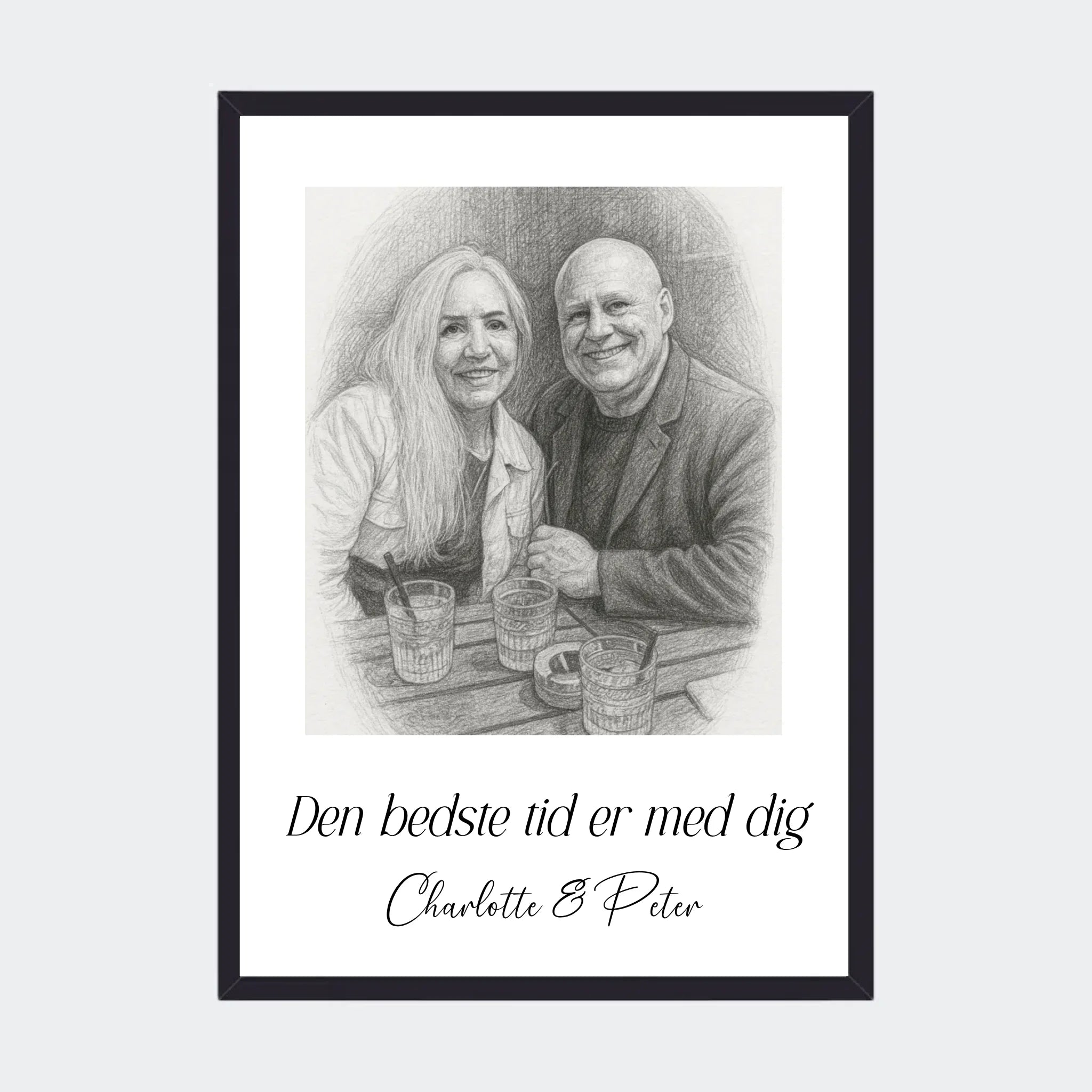 Plakat Ai genereret Pencil Draw – Upload eget billede, A3 med sort ramme
