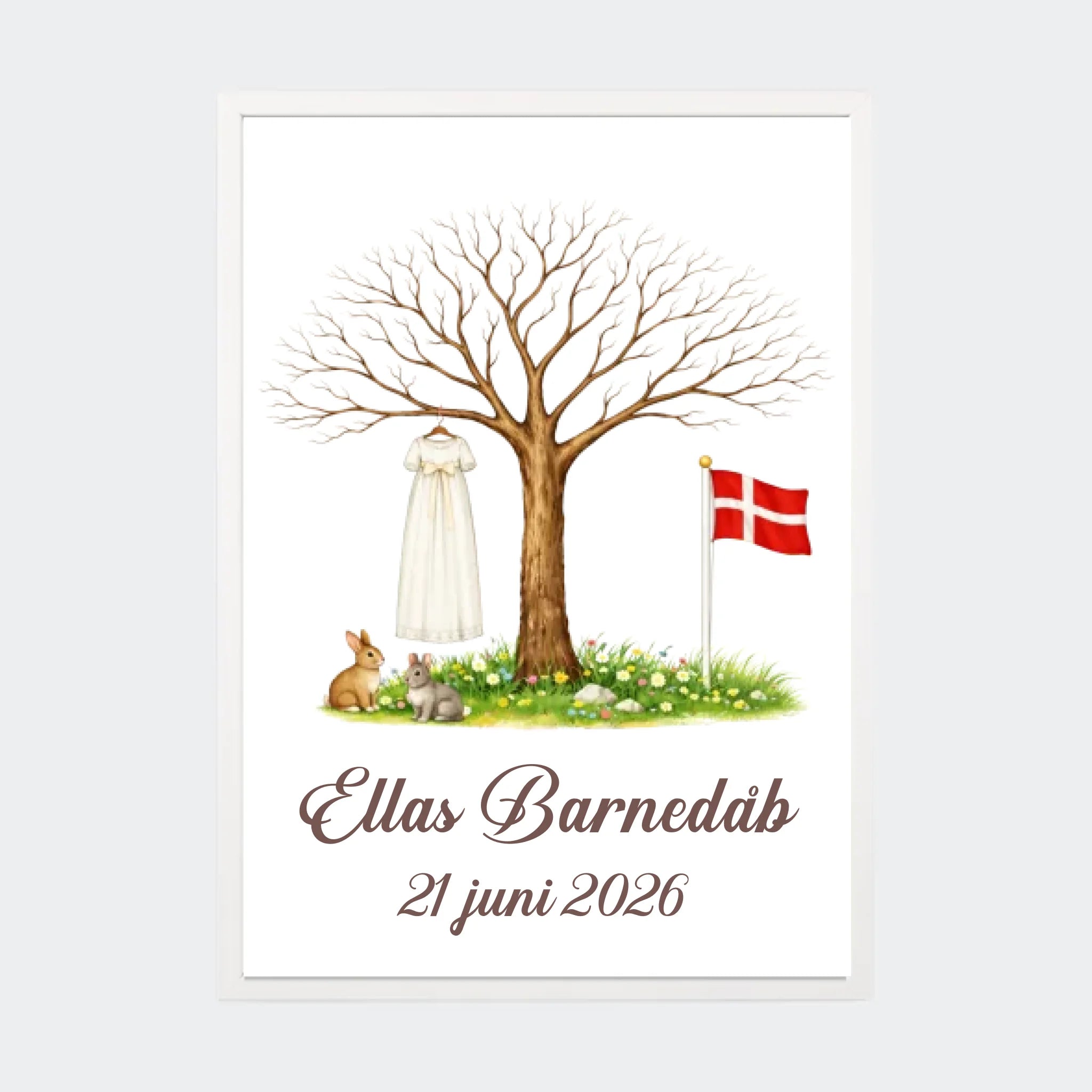 Fingeraftryks plakater – Dåb, A3 med hvid ramme