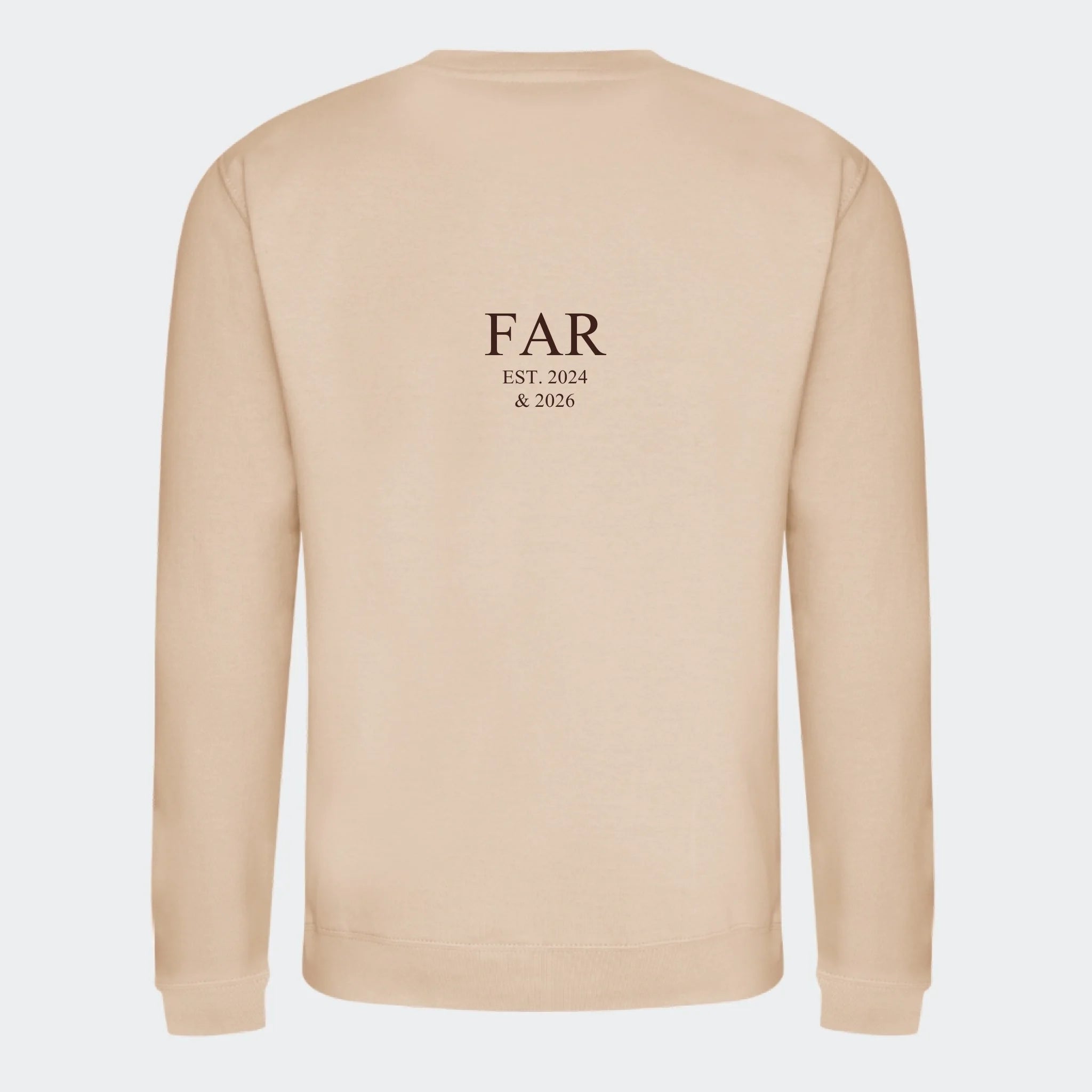 Sweatshirt med broderi til voksne – FAR EST. (Vælg selv tekst og årstal), nude, set bagfra