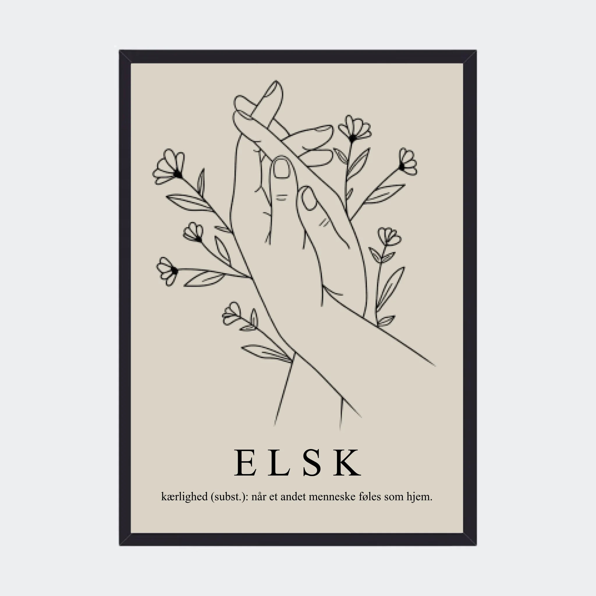 Plakat – Hånd i hånd, A3 med sort ramme