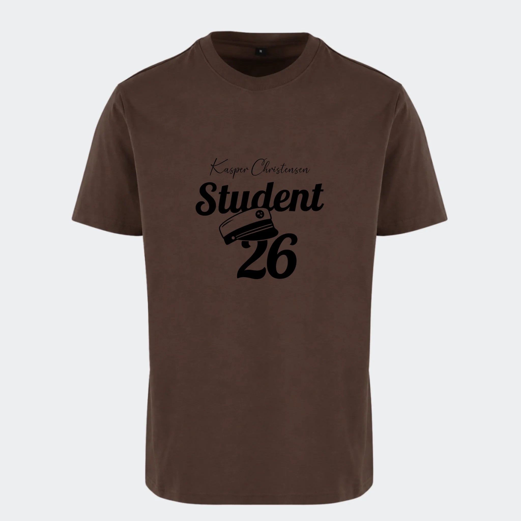 T-shirt til voksne – Student 27, chokoladebrun, set forfra