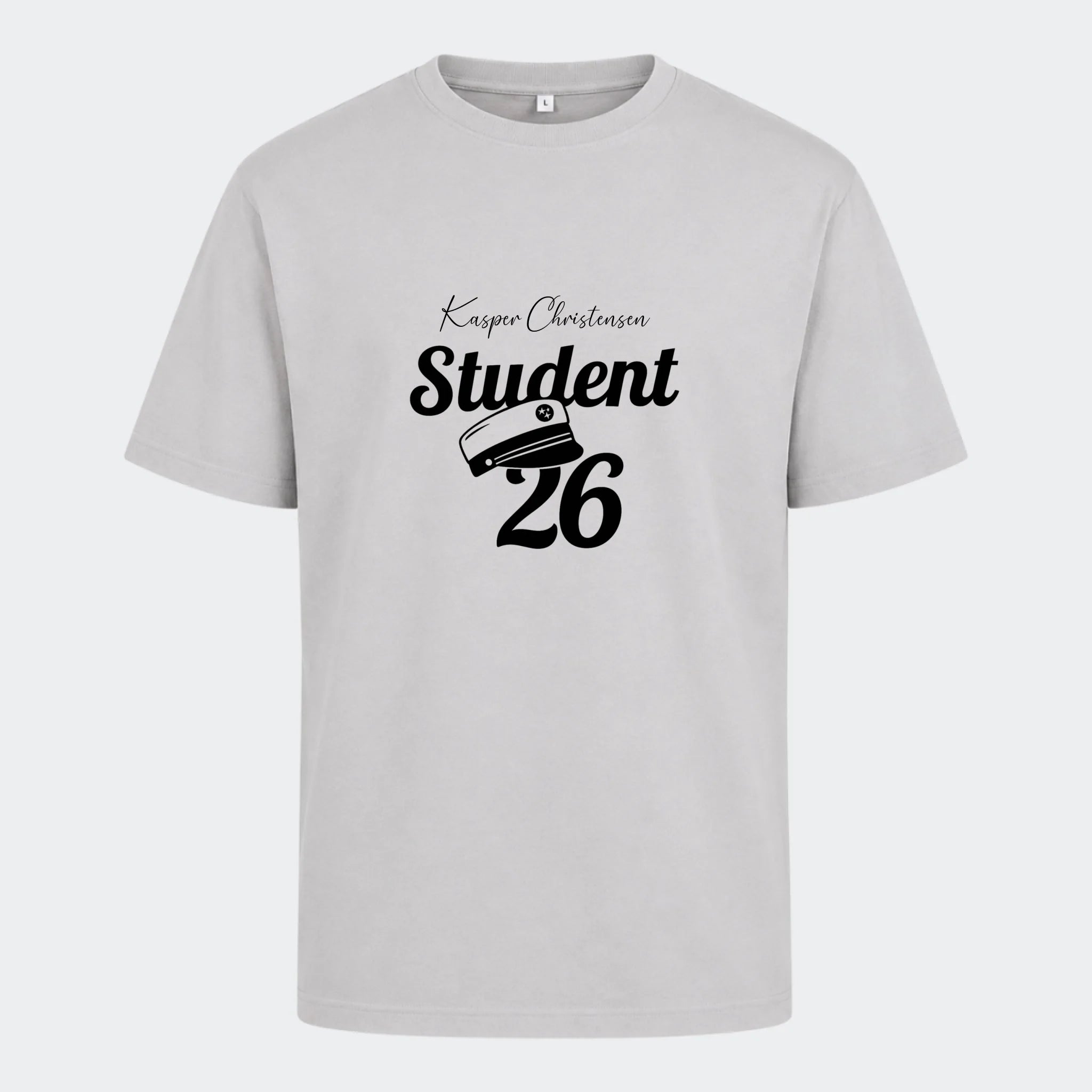 T-shirt til voksne – Student 27, lysegrå, set forfra