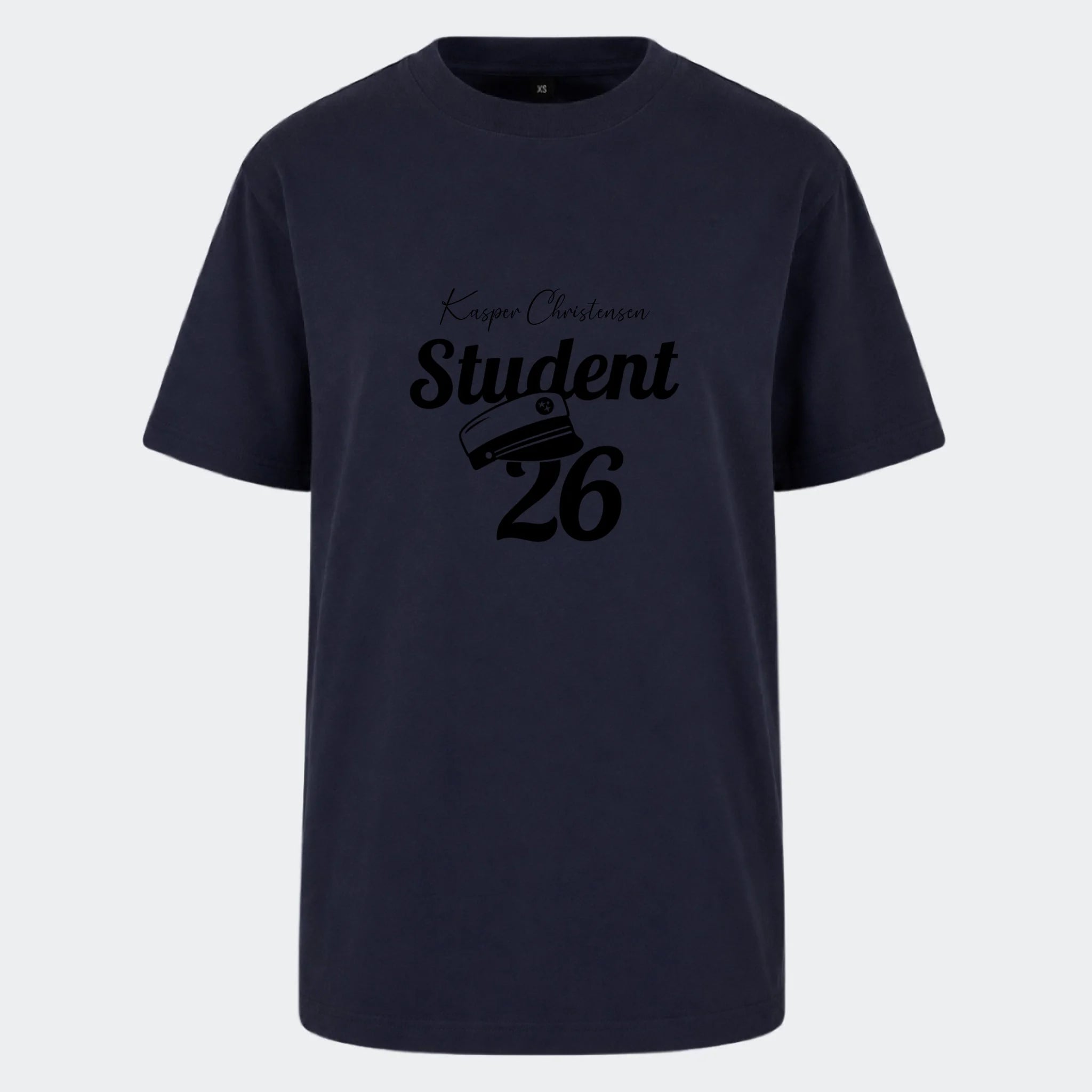 T-shirt til voksne – Student 27, marineblå, set forfra