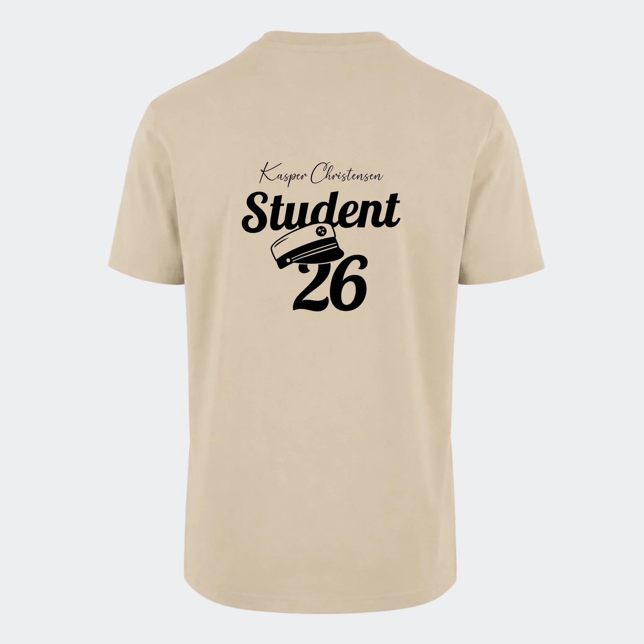 T-shirt til voksne – Student 27, sand, set bagfra