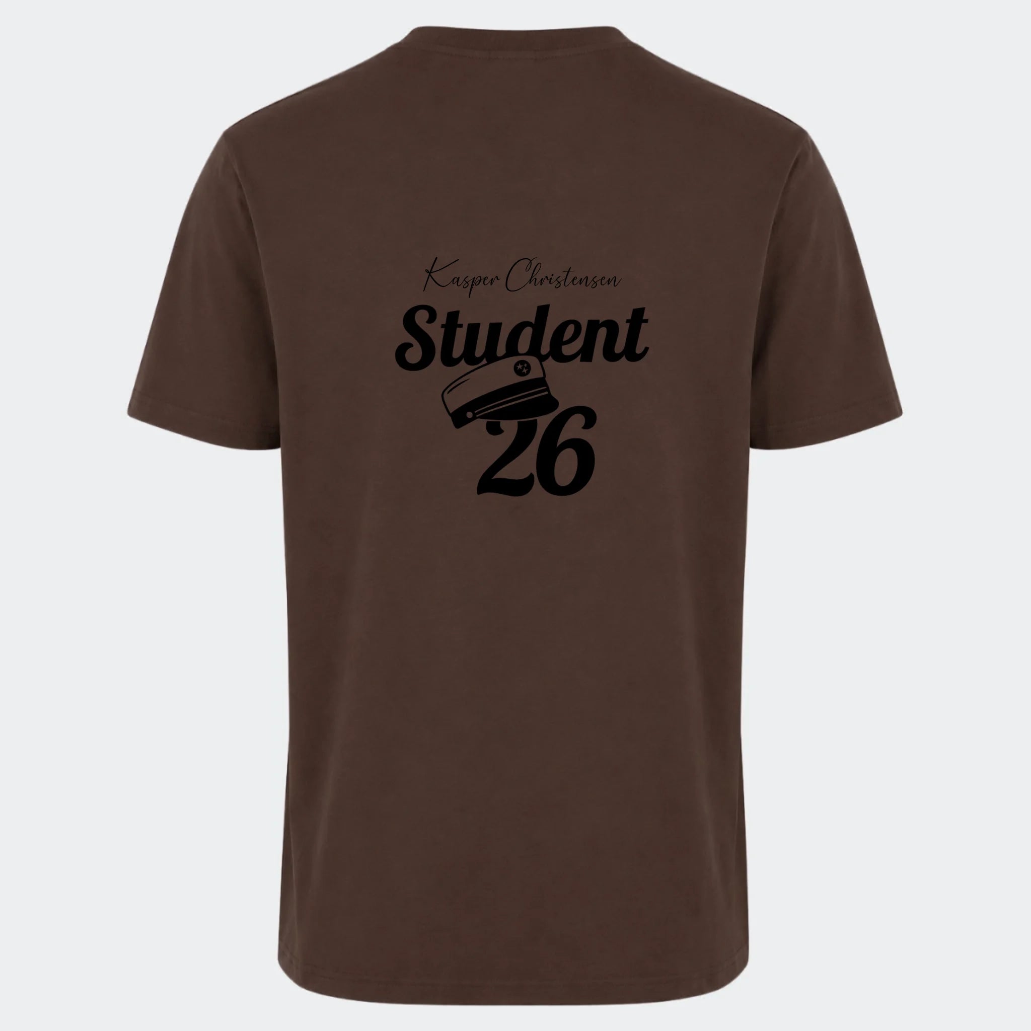 T-shirt til voksne – Student 27, chokoladebrun, set bagfra