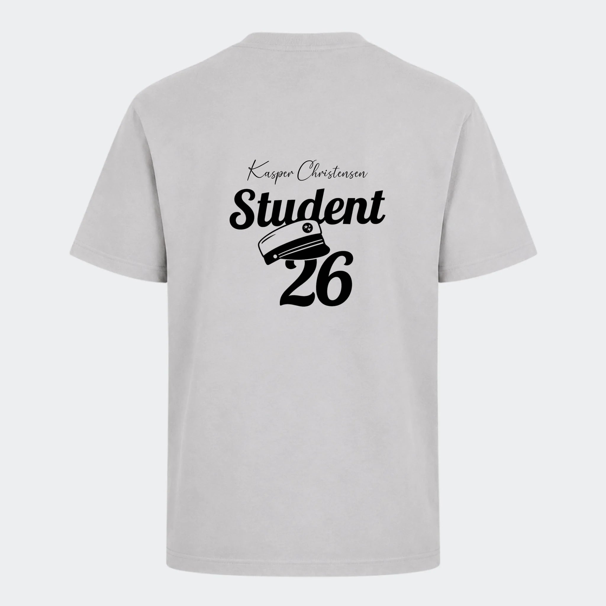 T-shirt til voksne – Student 27, lysegrå, set bagfra