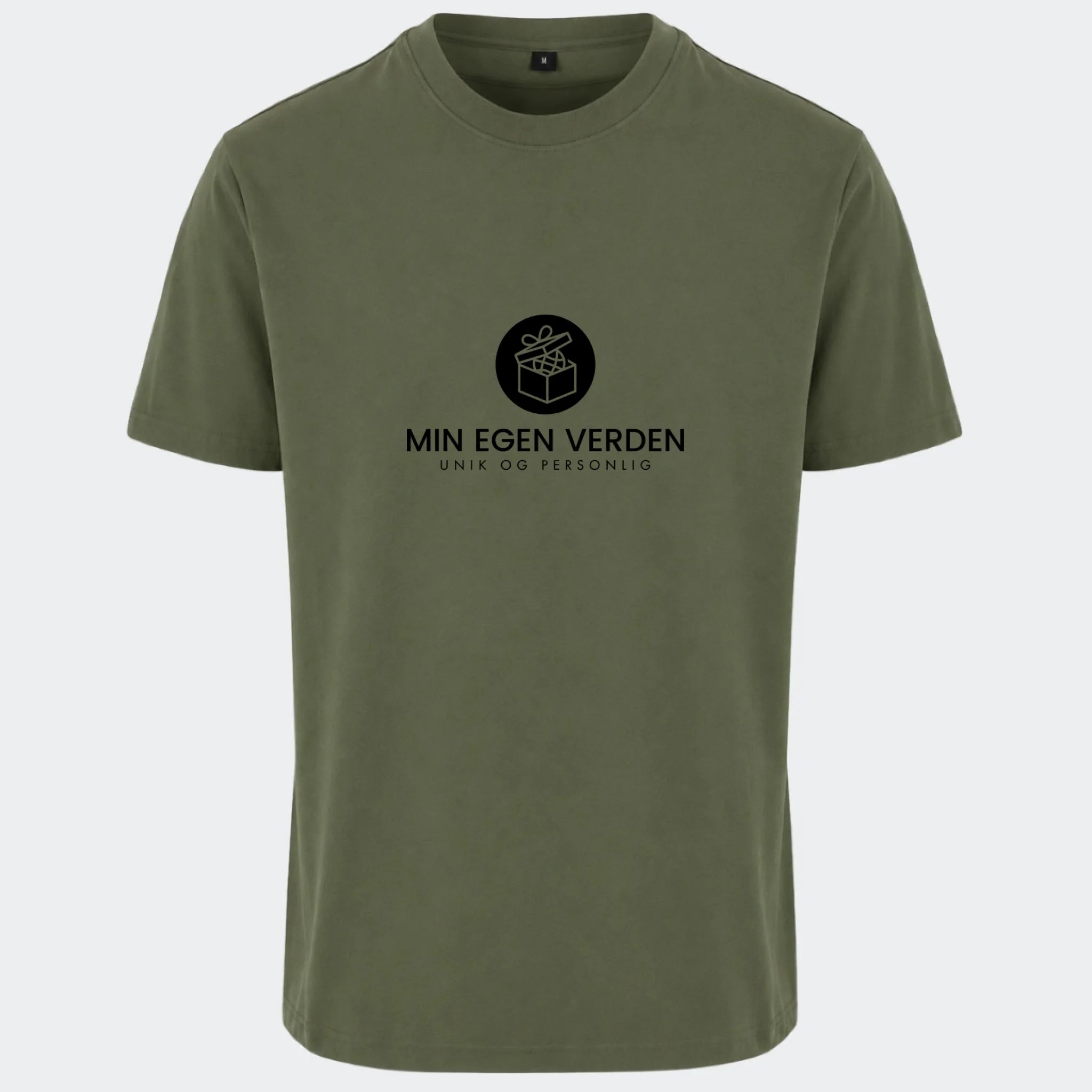 T-shirt med firma logo, oliven, set forfra