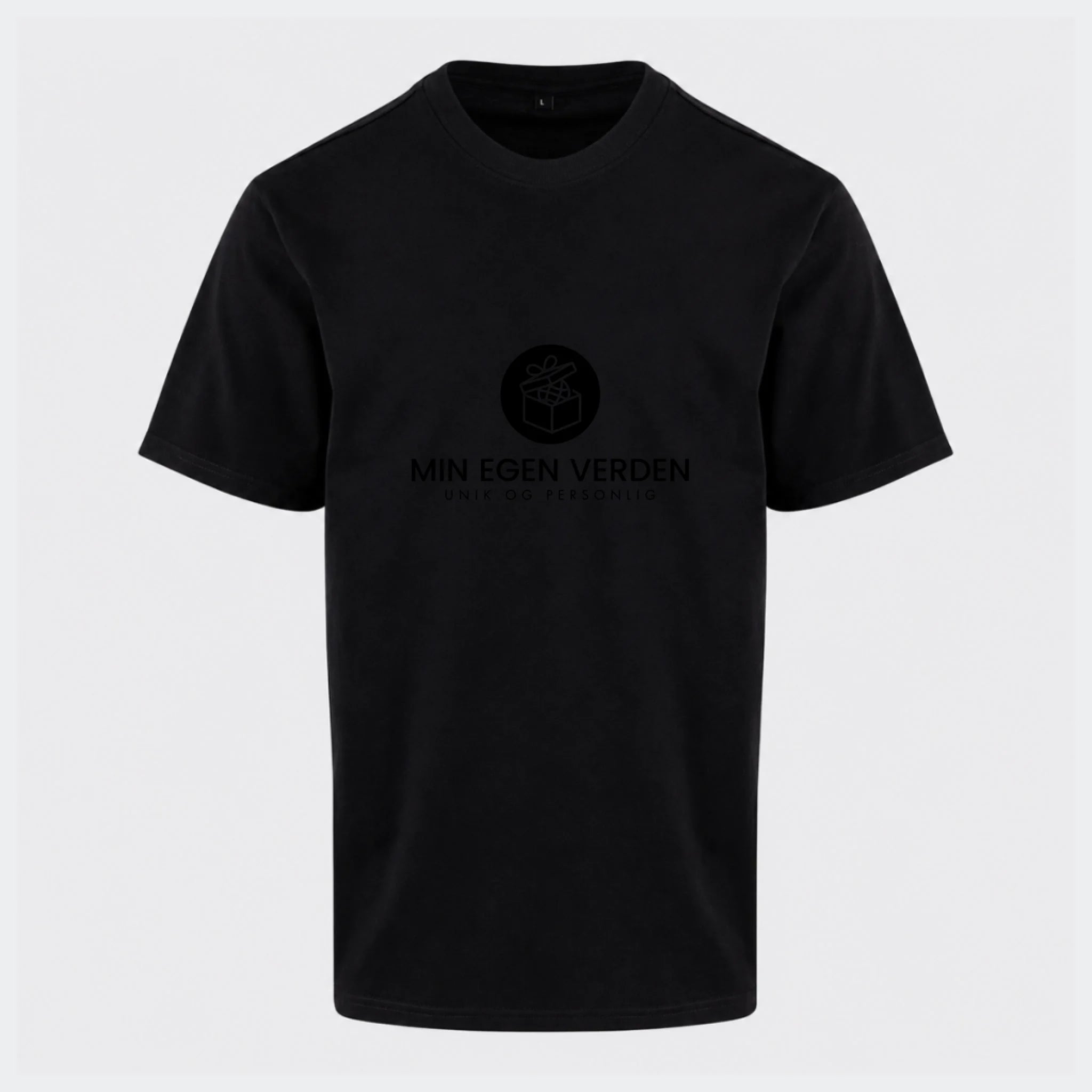 T-shirt med firma logo, sort, set forfra