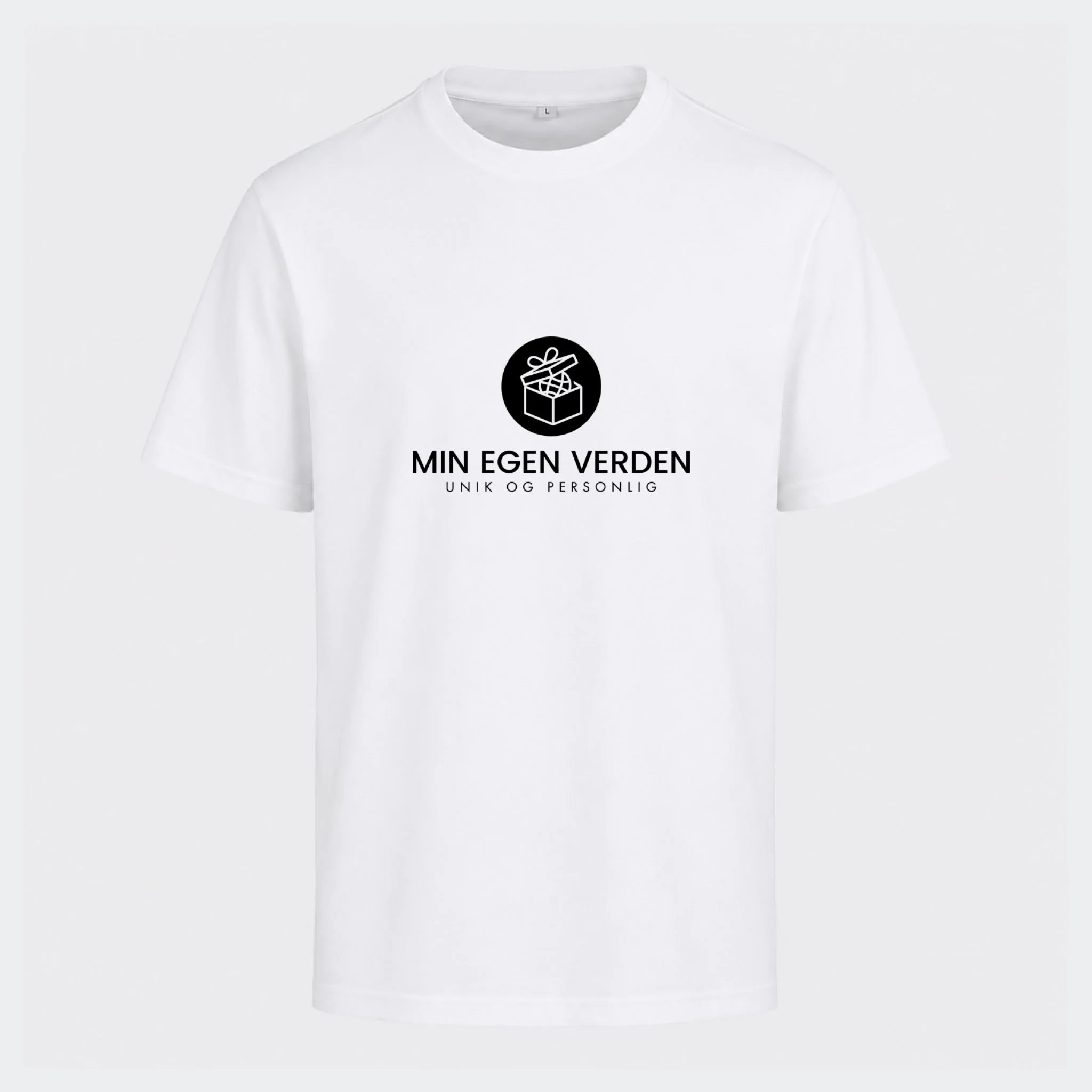 T-shirt med firma logo, hvid, set forfra