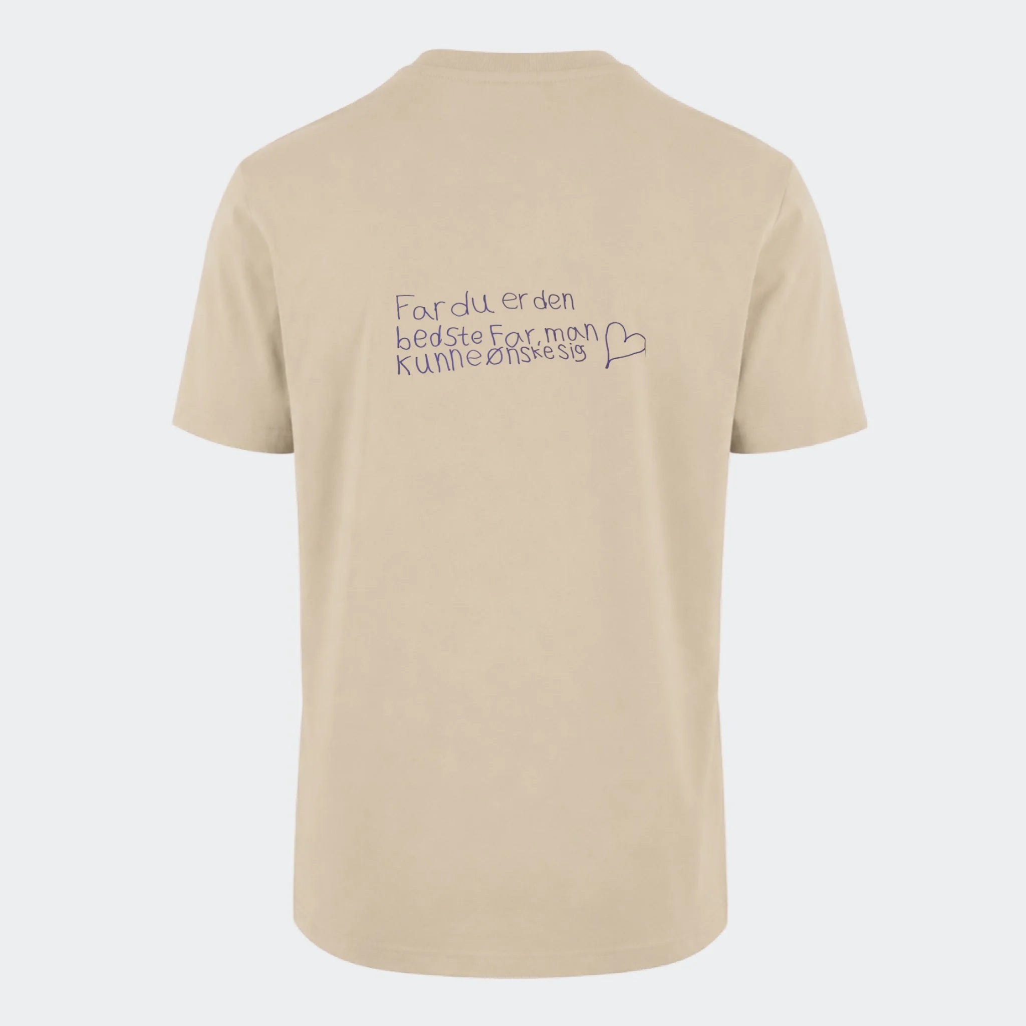 T-shirt med tryk – Håndskrevet note – upload egen note, sand, set bagfra