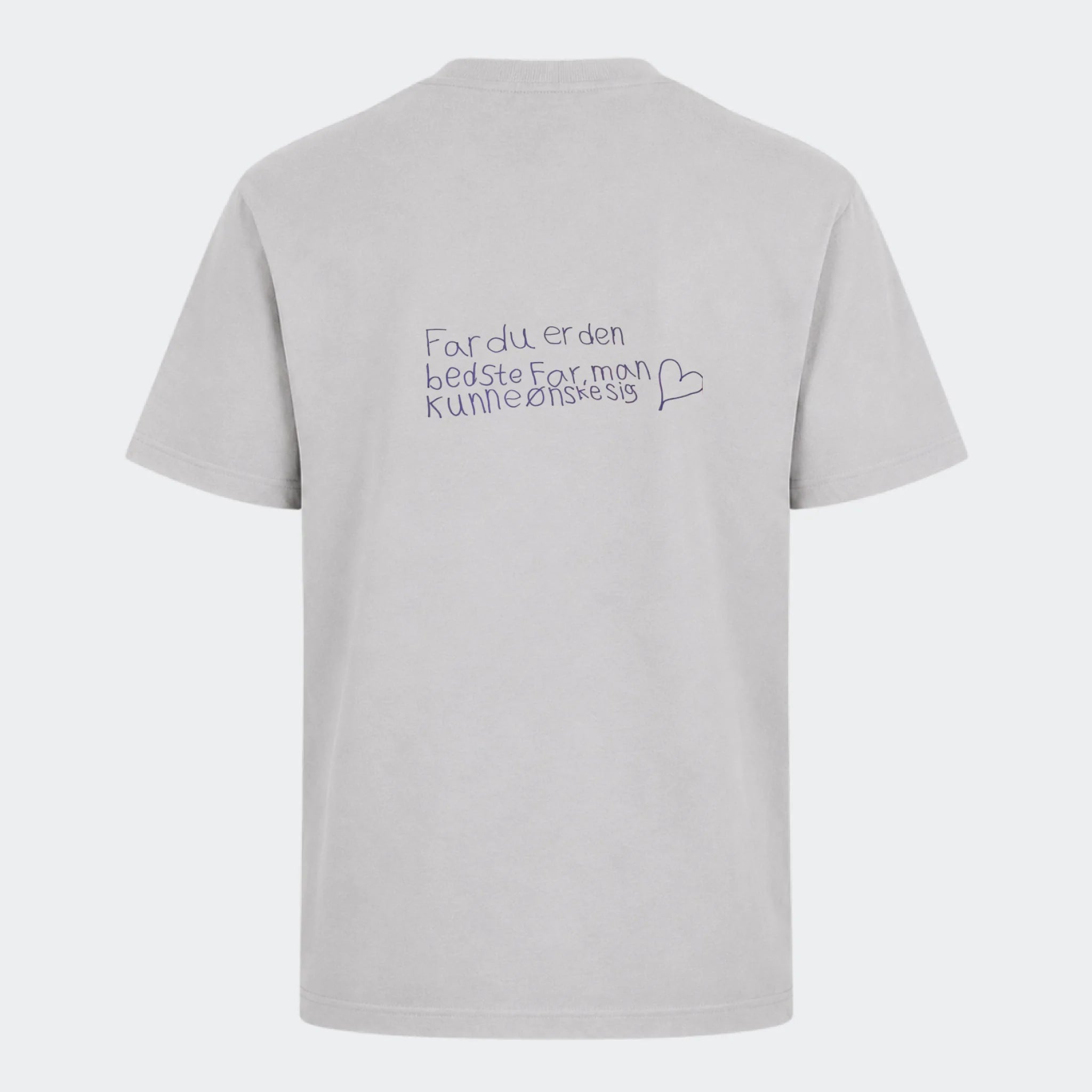 T-shirt med tryk – Håndskrevet note – upload egen note, lysegrå, set bagfra