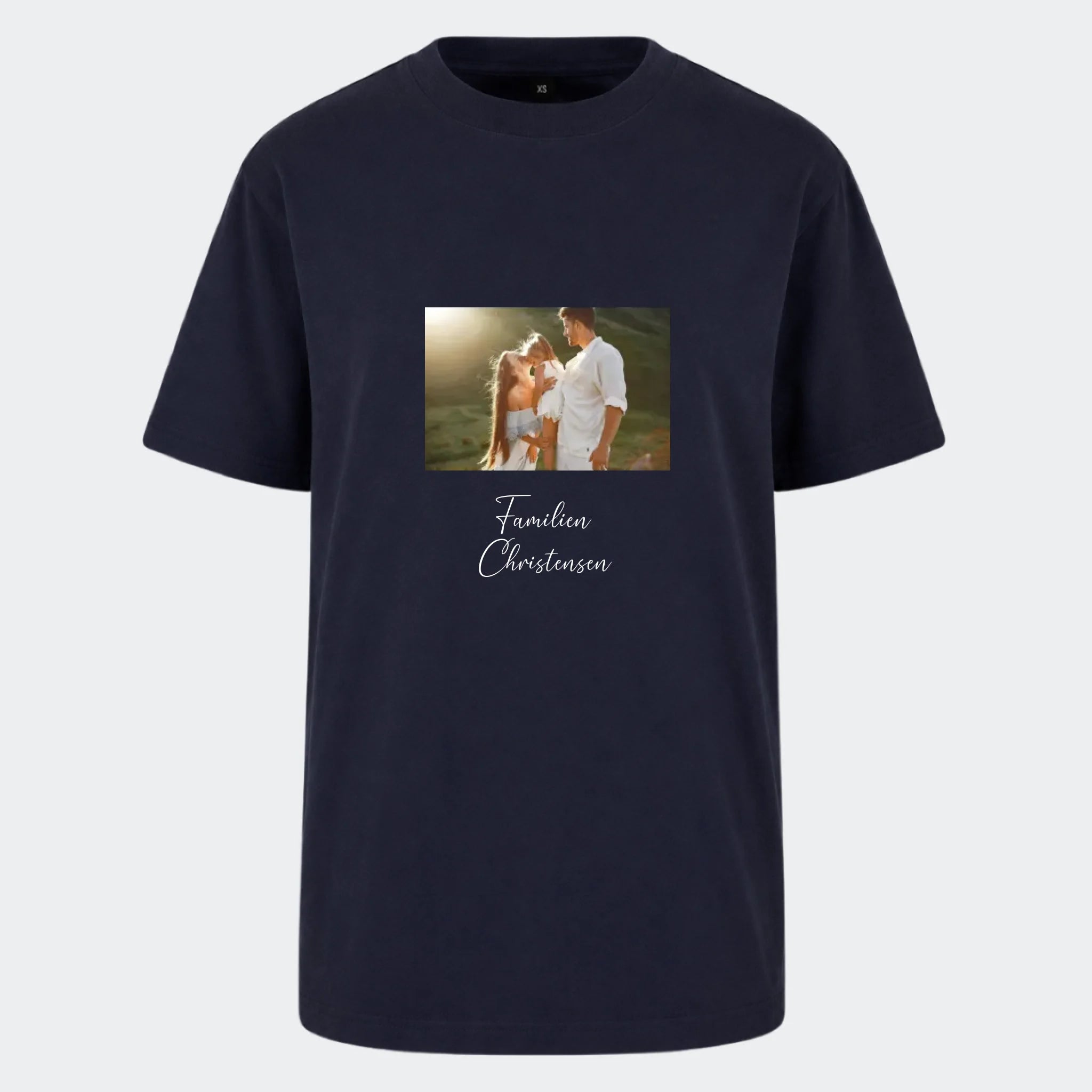 T-shirt – Upload eget billede, marineblå, set forfra