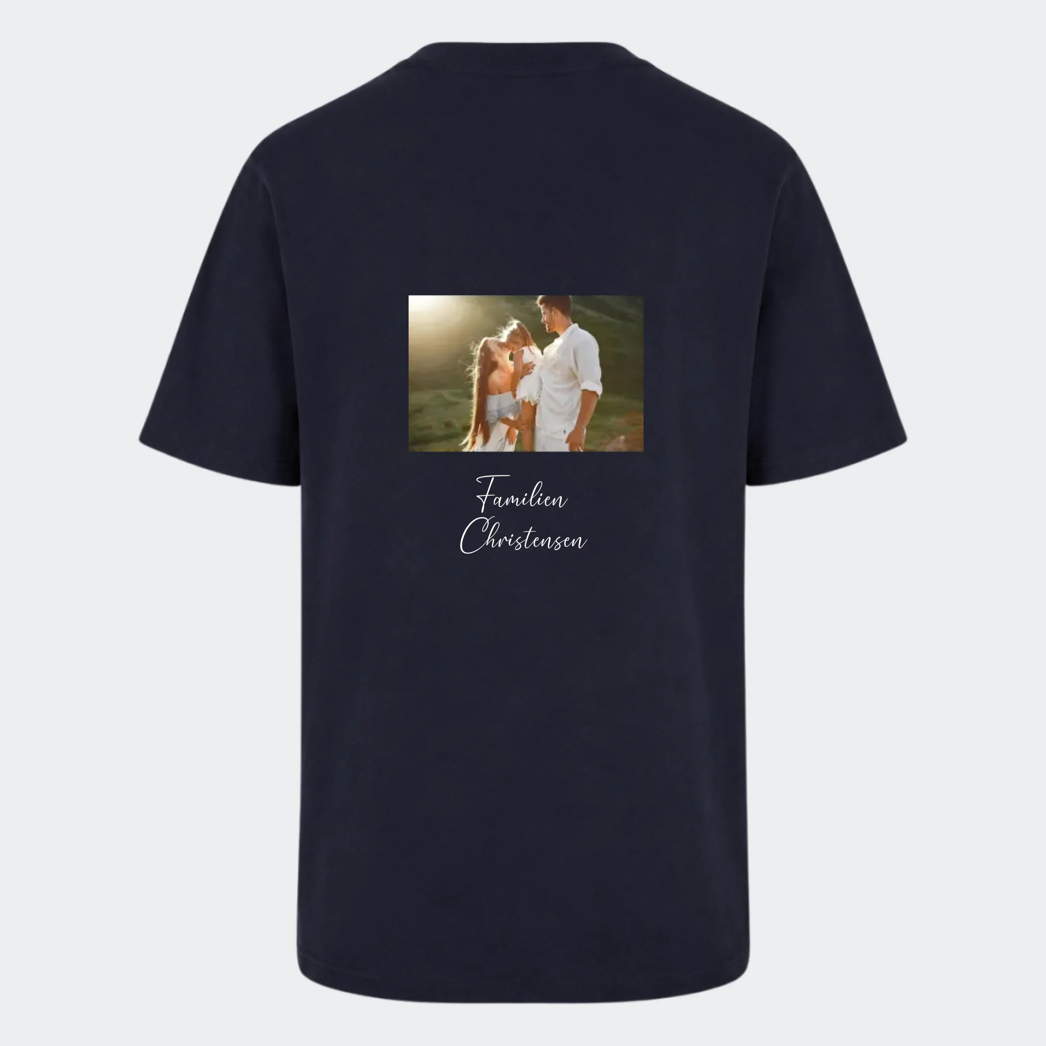 T-shirt – Upload eget billede, marineblå, set bagfra