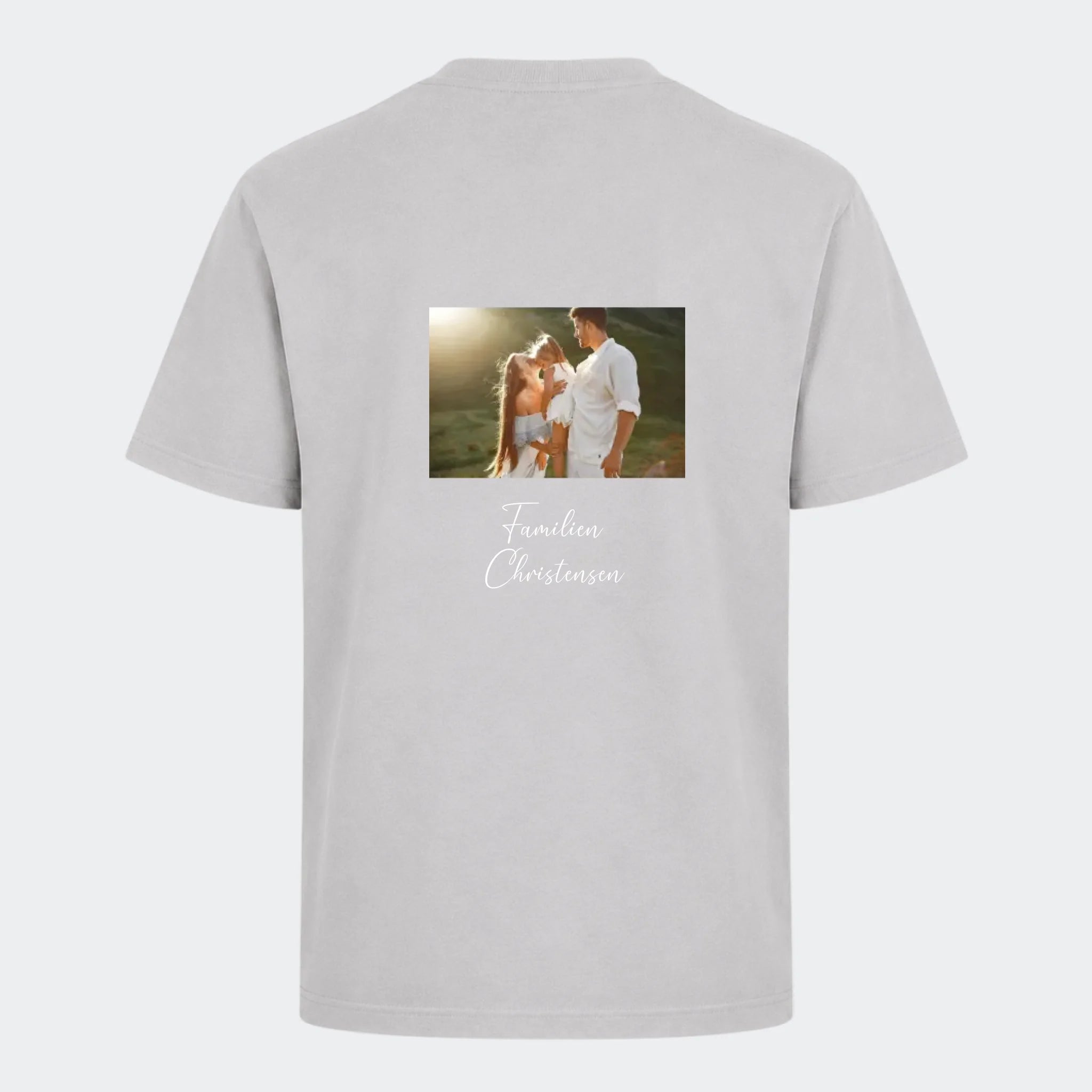 T-shirt – Upload eget billede, lysegrå, set bagfra