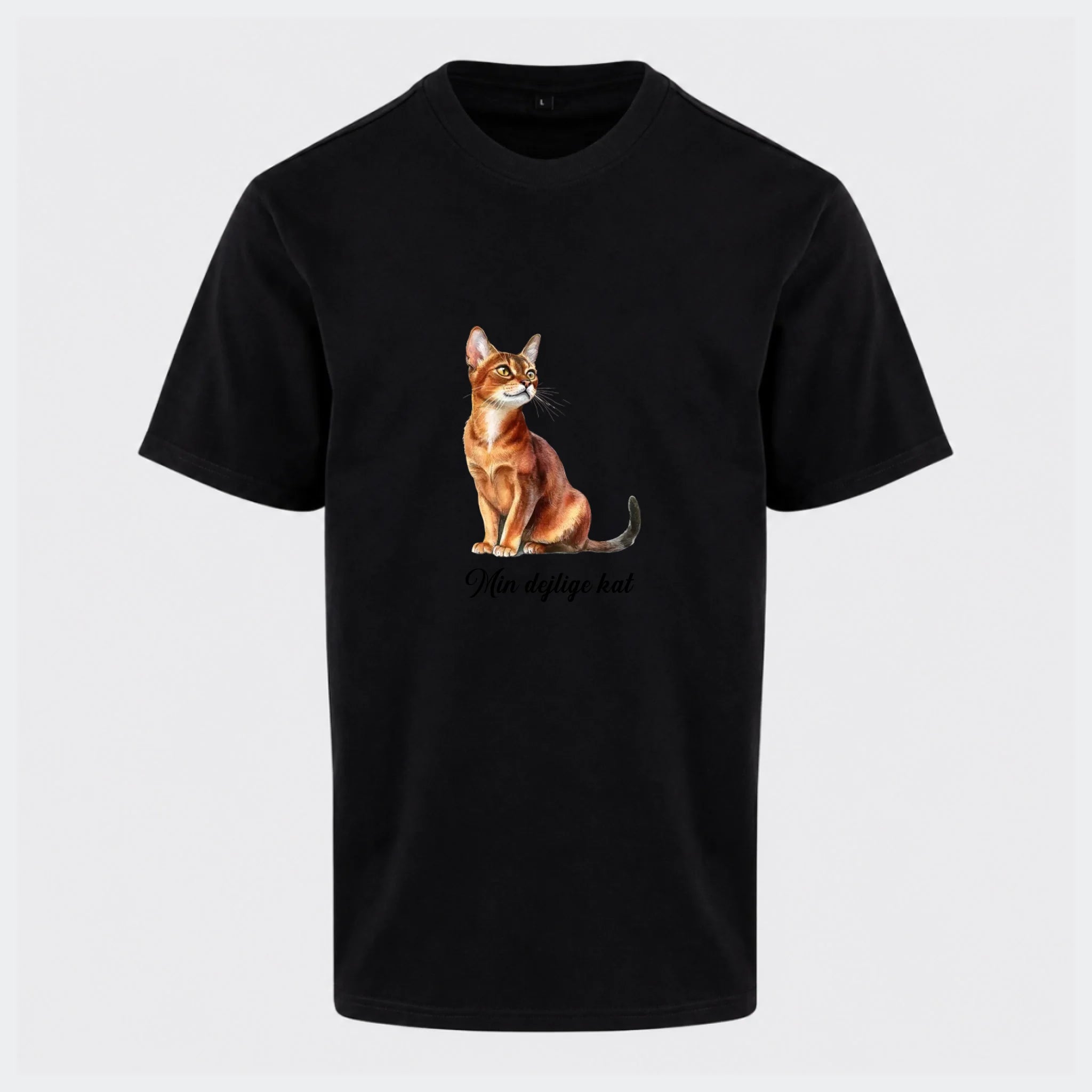 T-shirt til voksne – Katte racer, sort, set forfra