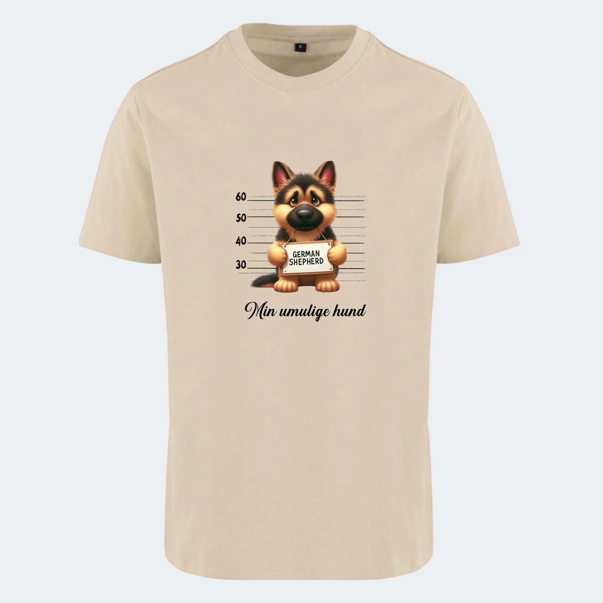 T-shirt-hundehvalpe, sand, set forfra